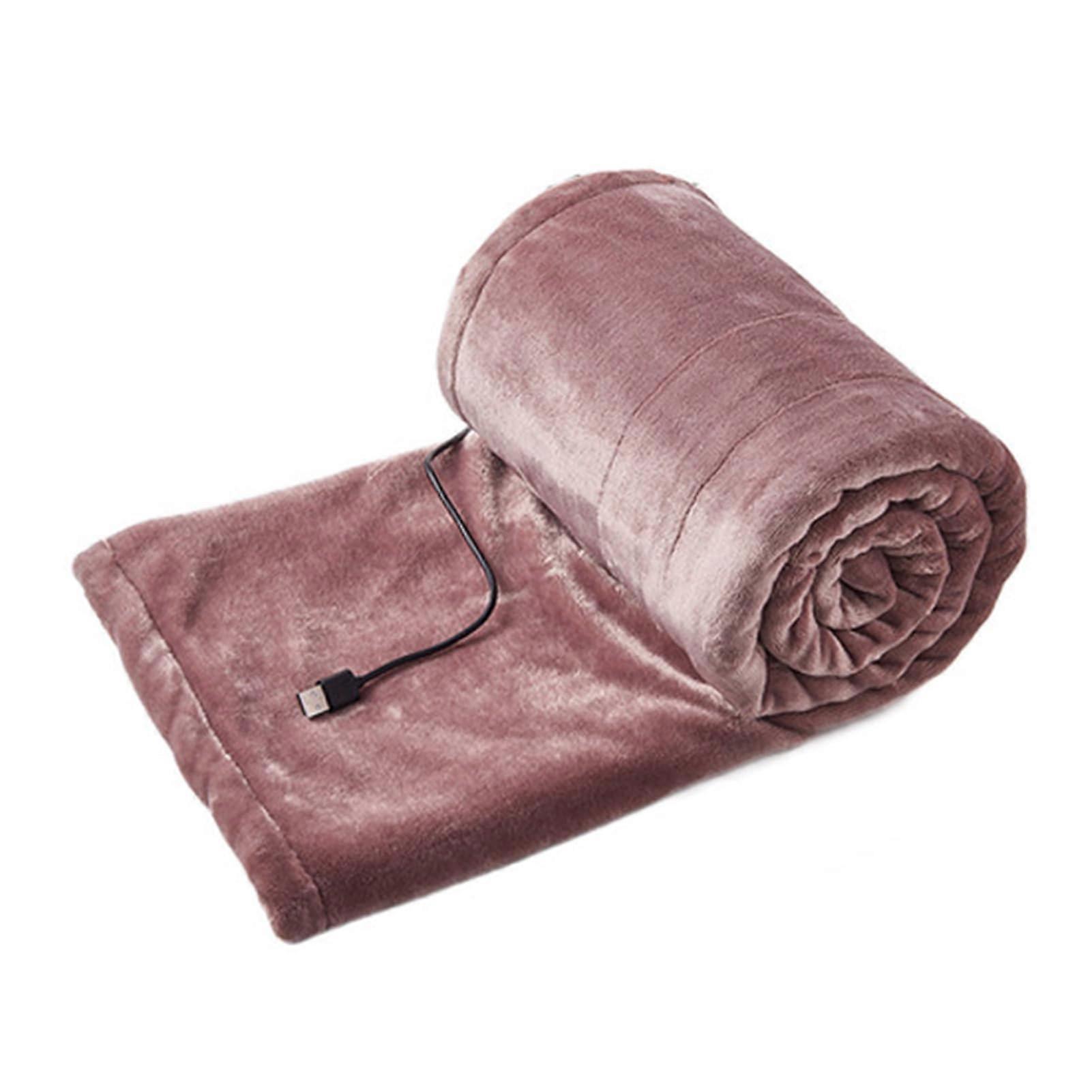 USB Electric Heating Blanket Portable Soft Flannel 3 Heating Levels Removable For Cleaning 100x80cm Pink