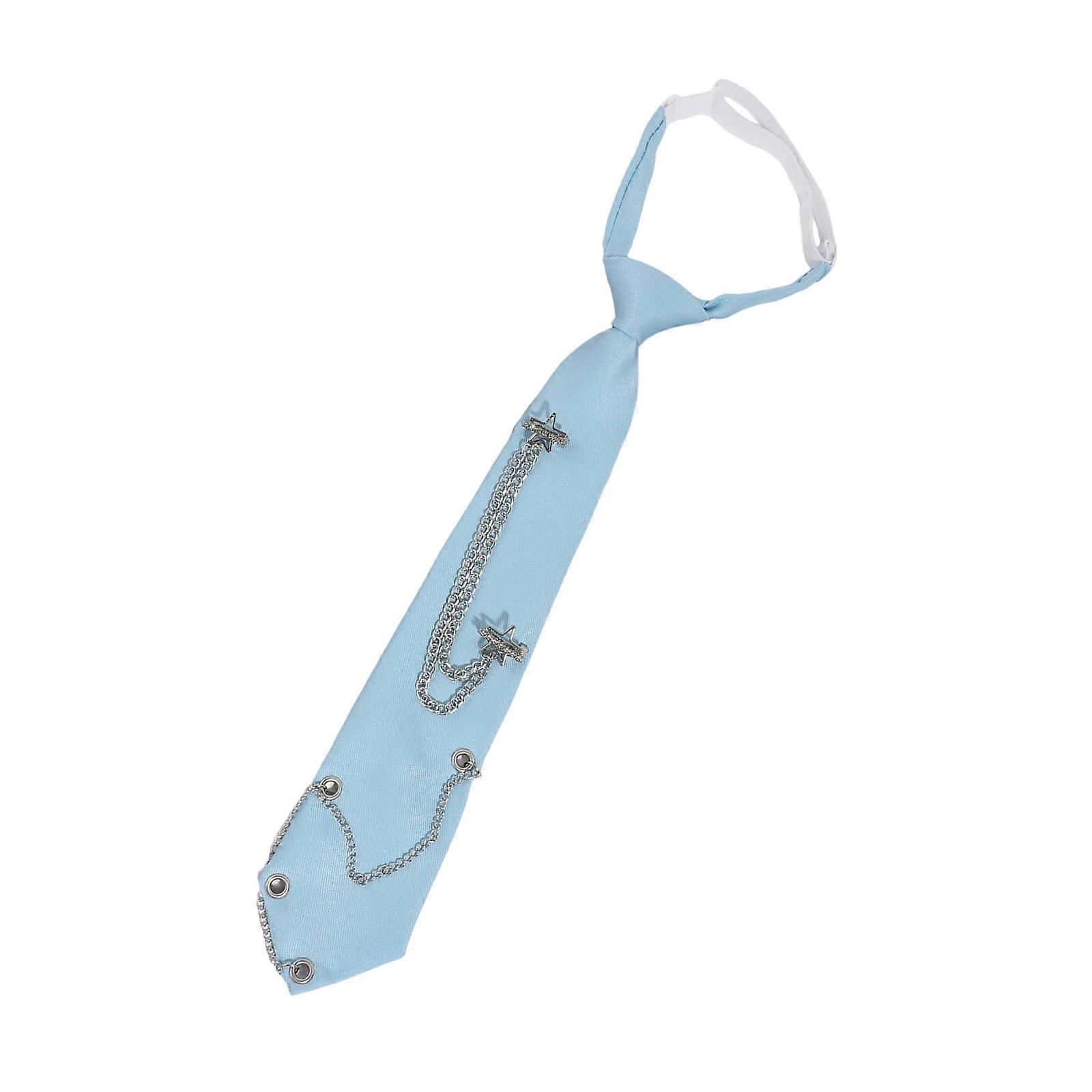 Unisex Starry Chain Design Tie Suitable For Or Everyday Stylish Looks  Sky Blue
