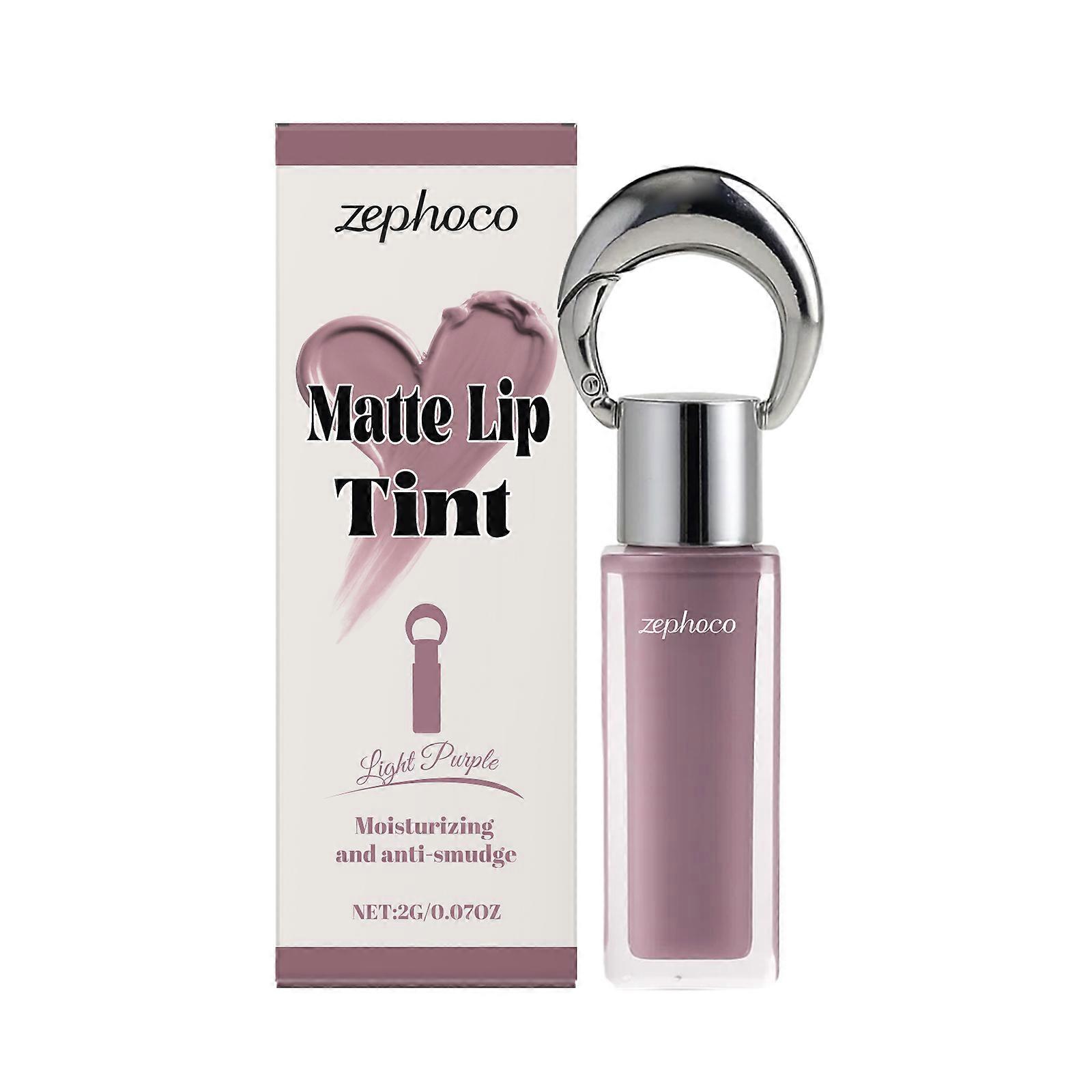 Zephoco Light Purple Matte Smooth Lip Gloss, Air Matte Lip Lipstick, Ambient Color, Light And Long-Lasting Lip Gloss