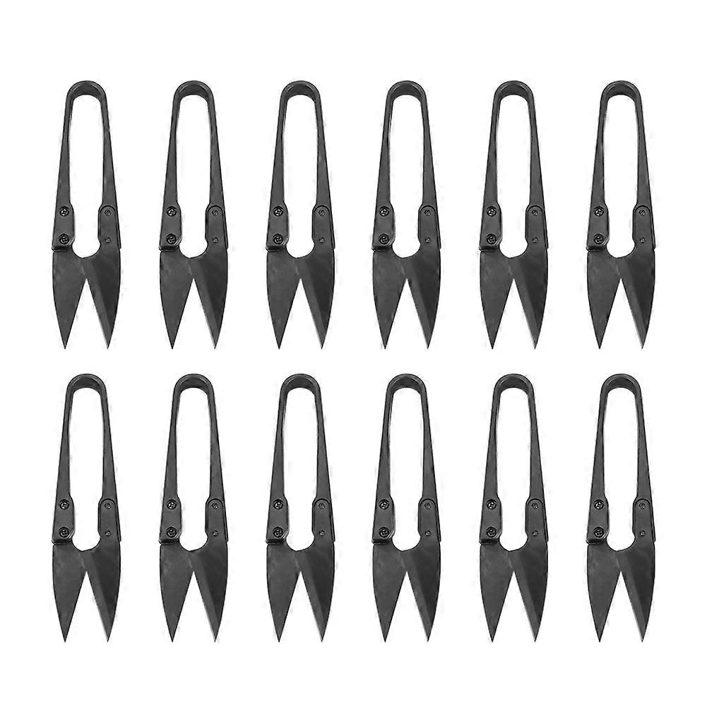 12 pcs/pack Black Small Yarn Scissors Thread Scissors for Household Use