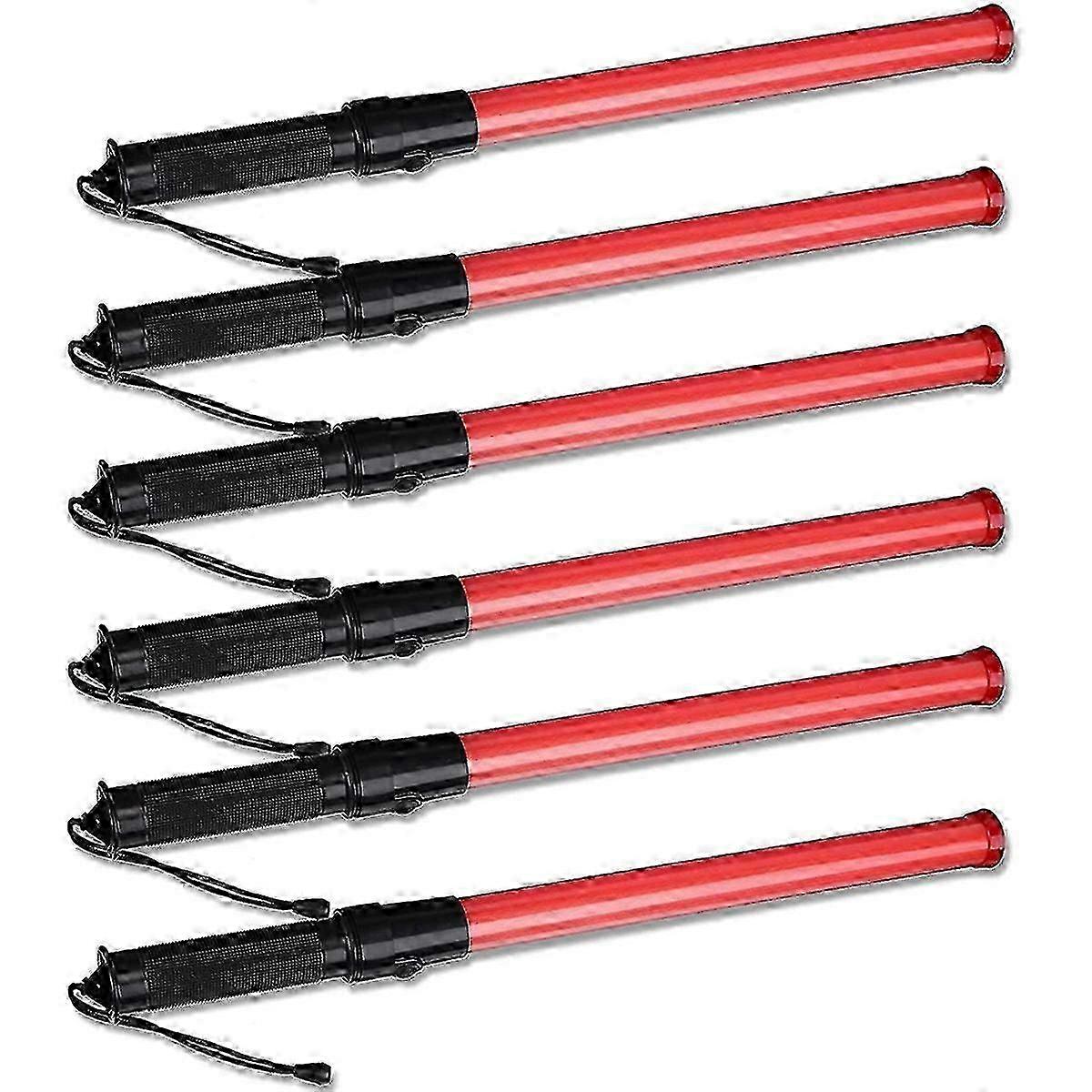 6 Pieces 41cm Signal Traffic Wand Traffic Wand Lighted LED Traffic with 2 Flashing Patterns