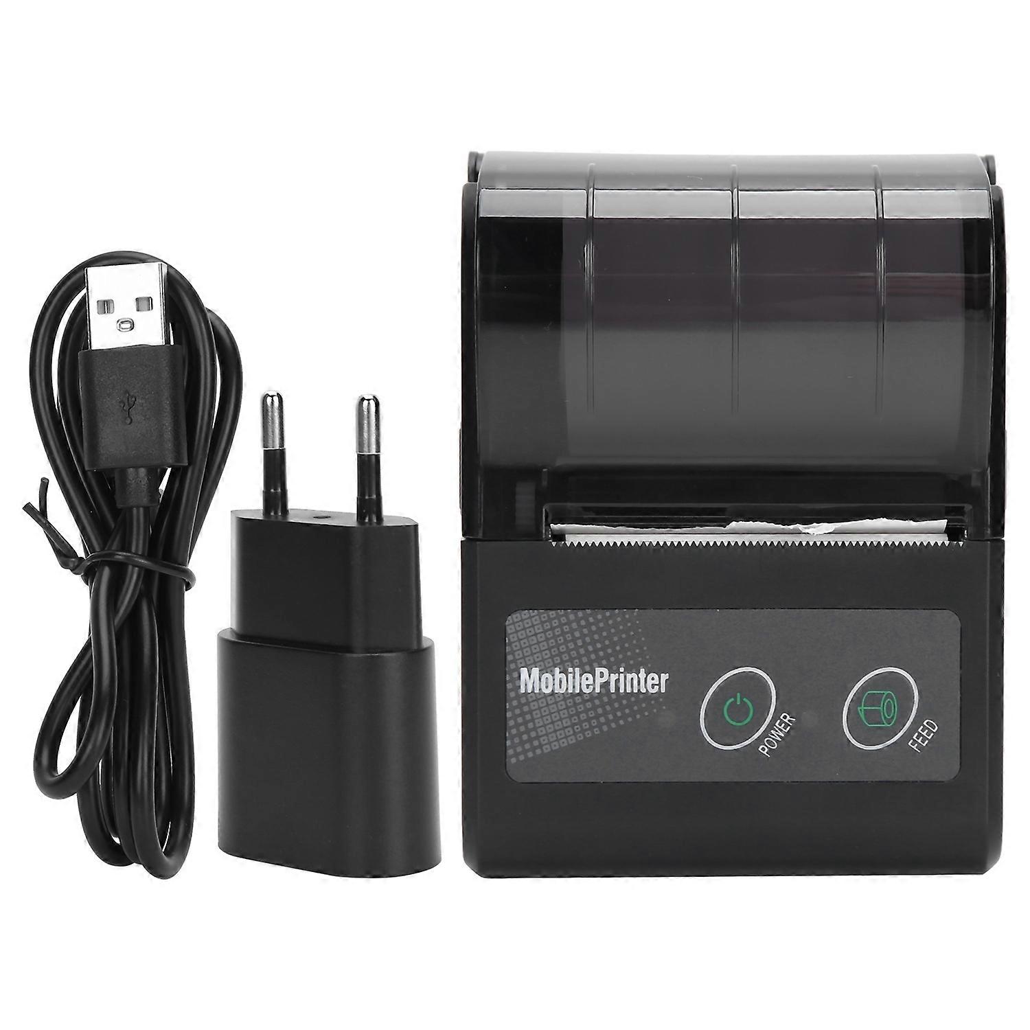 Bluetooth Thermal Receipt Printer Portable Ticket Pass Bill Mini Label Machine 100‑240VEU Plug
