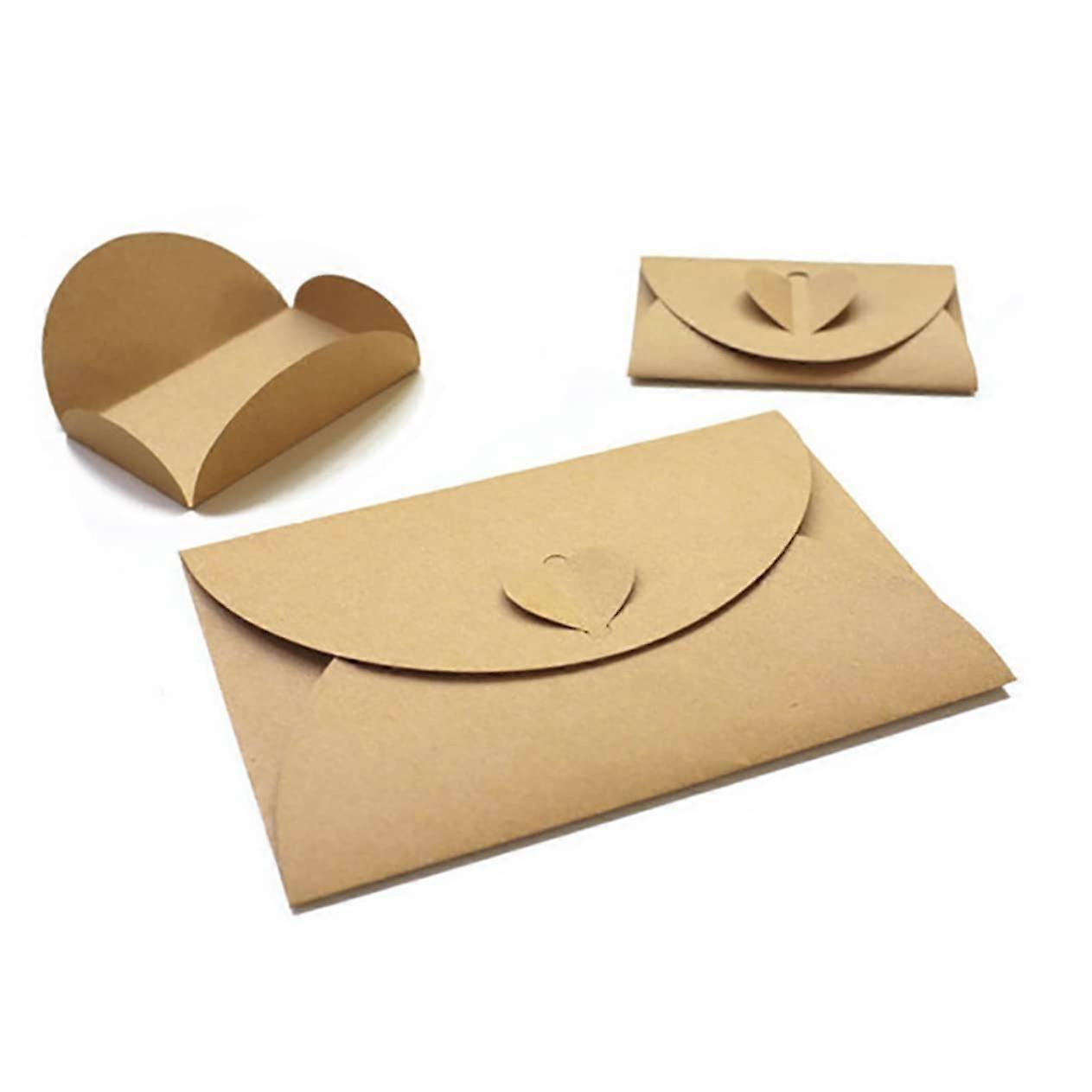 12pcs Retro Love Heart Button Kraft Envelopes 6x10cm Size DIY Postcard And Name Card Storage Small Envelopes For Crafts