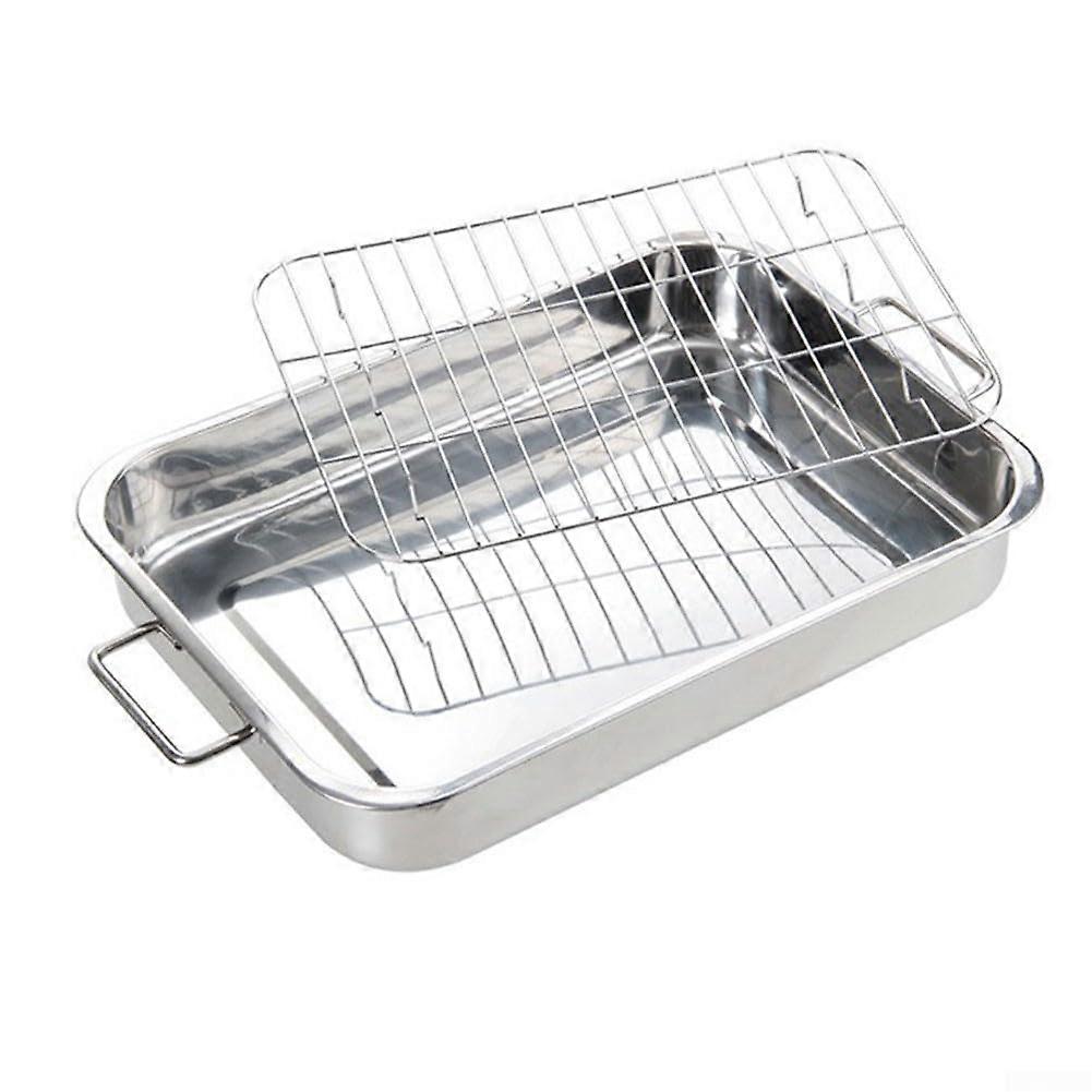 Stainless Steel Roasting Pan With Rack Deep Oven Tray For Turkey Large Rectangular Baking Dish 42 X 32 X 6.5 Cm