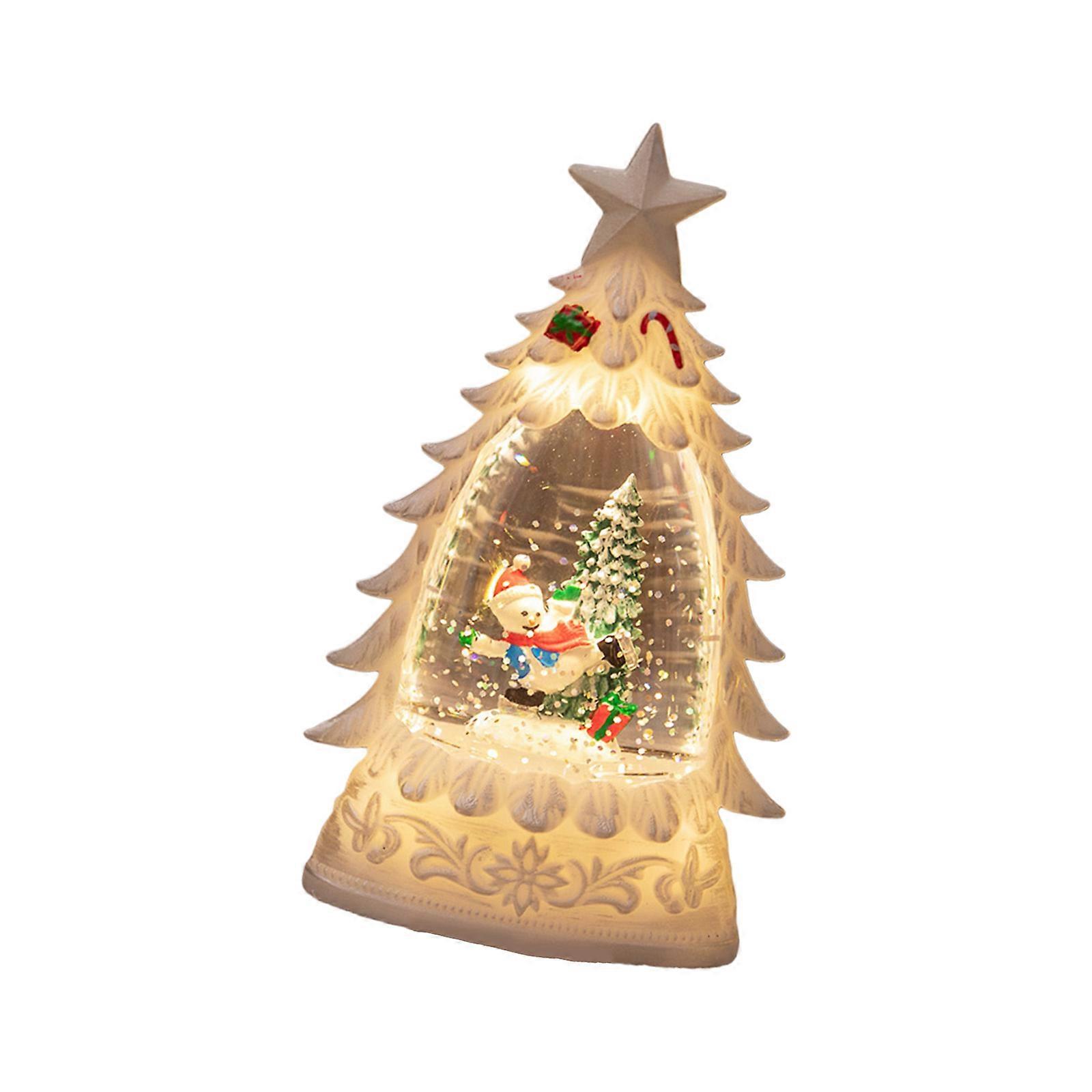 LED Illuminated Snow Globe Lamp Christmas Tree Decoration With Sparkling Lamp Design For Festival Home Party Multicolor