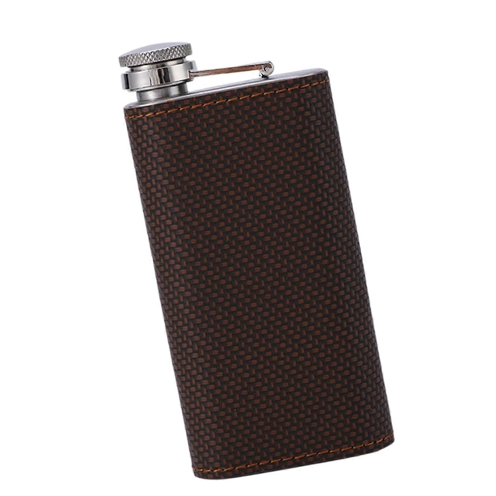 Rusts Resistant Nonrust Steel Pocket Sized Flasks Durable Outdoor Essential Portable Liquor Container For Wine Whiskeys  Brown.