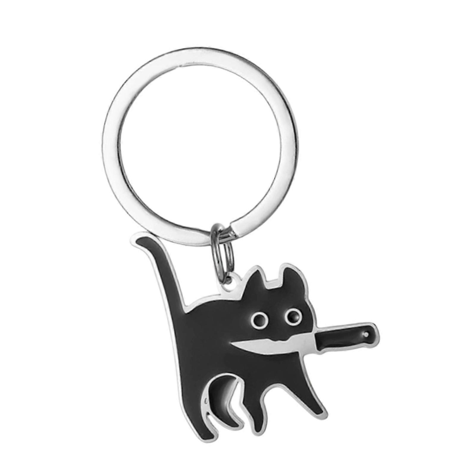 Unique Style Cat Keychain Miniature Alloy Keyring Bag Hanging Decoration Pendant For Everyday Use Multicolor