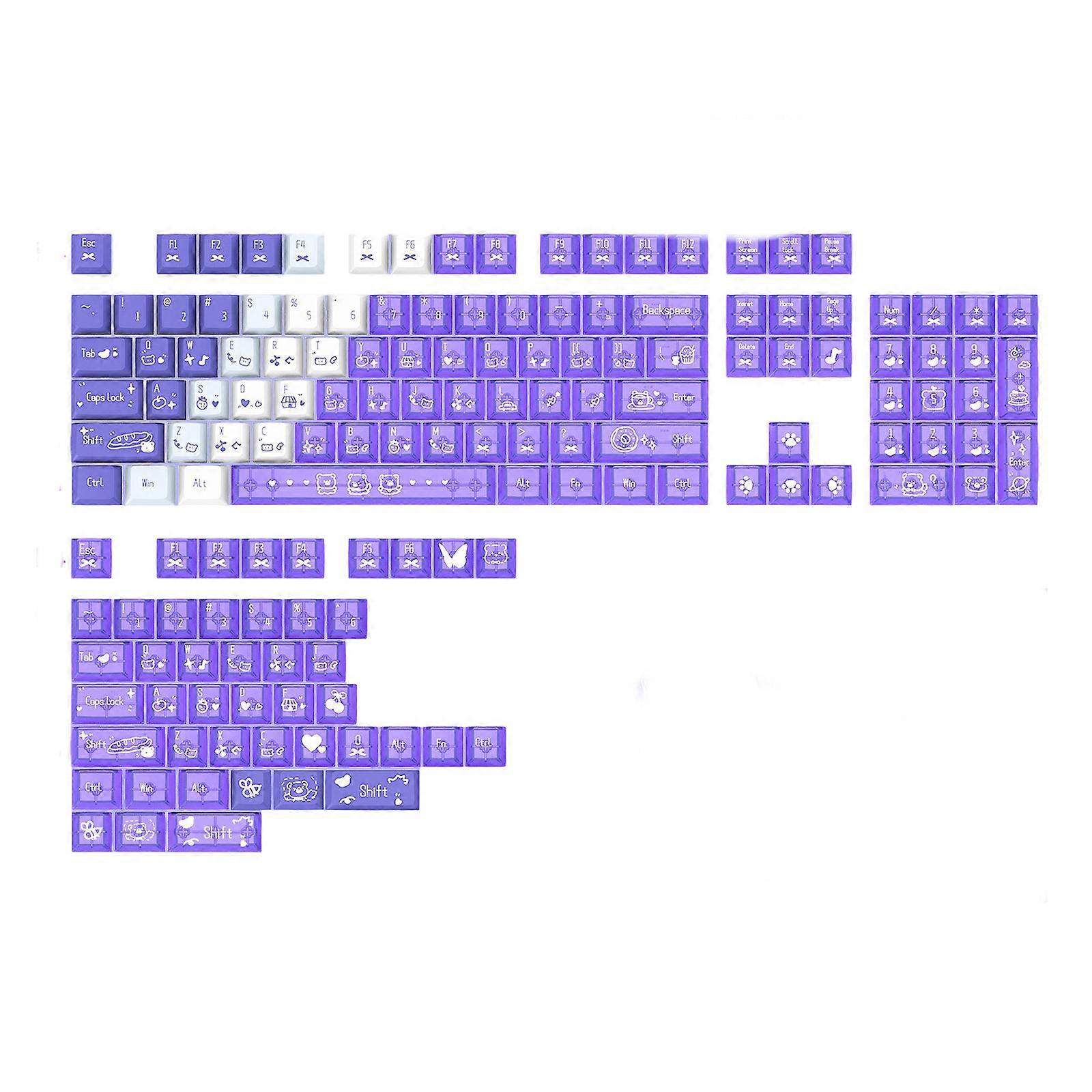 Double Texture PC Keycap Set Heat Resistant Fade Proof Design with Sublimated Side Lettering Keycaps 150pcs/Set  Purple