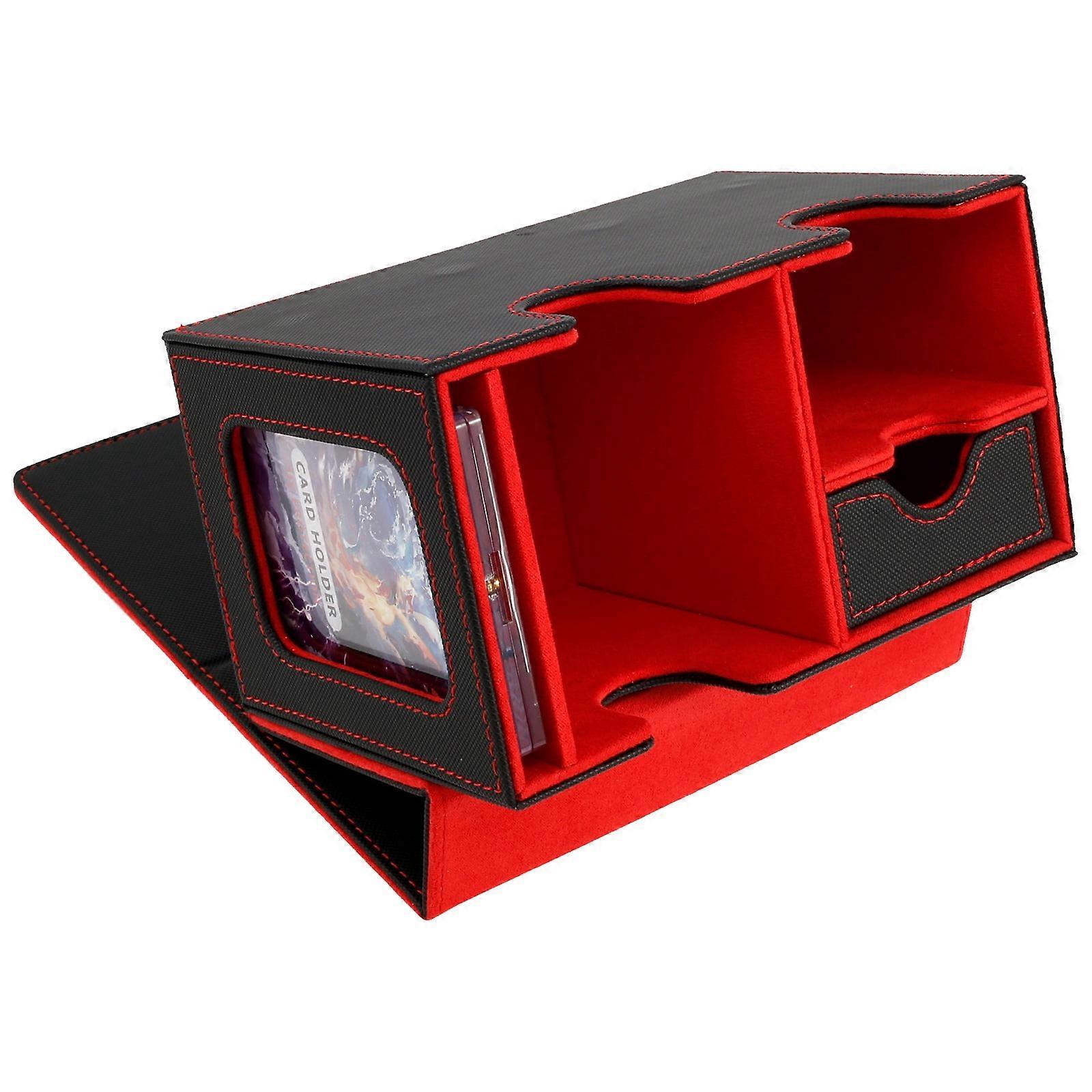 FUYGRCJ Magnetic Card Deck Box, Large Capacity Storage for Single & Double Sleeved Cards, Premium PU Leather Case – Compatible with TCGs