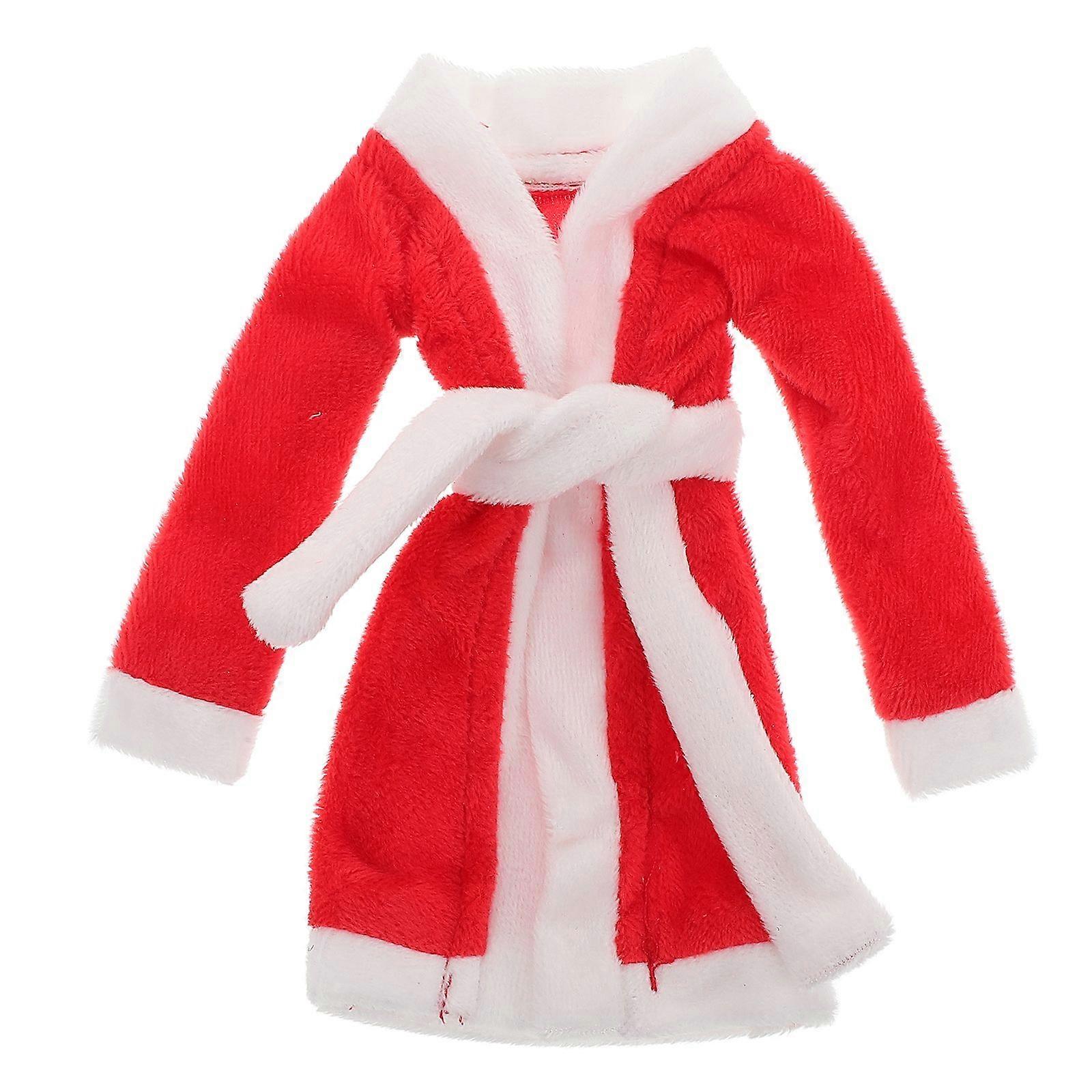 Christmas Doll Bathrobe Pajamas Cute Santa Costume Holiday Doll Sleepwear Accessories for Xmas Decorations Doll Clothing and Props