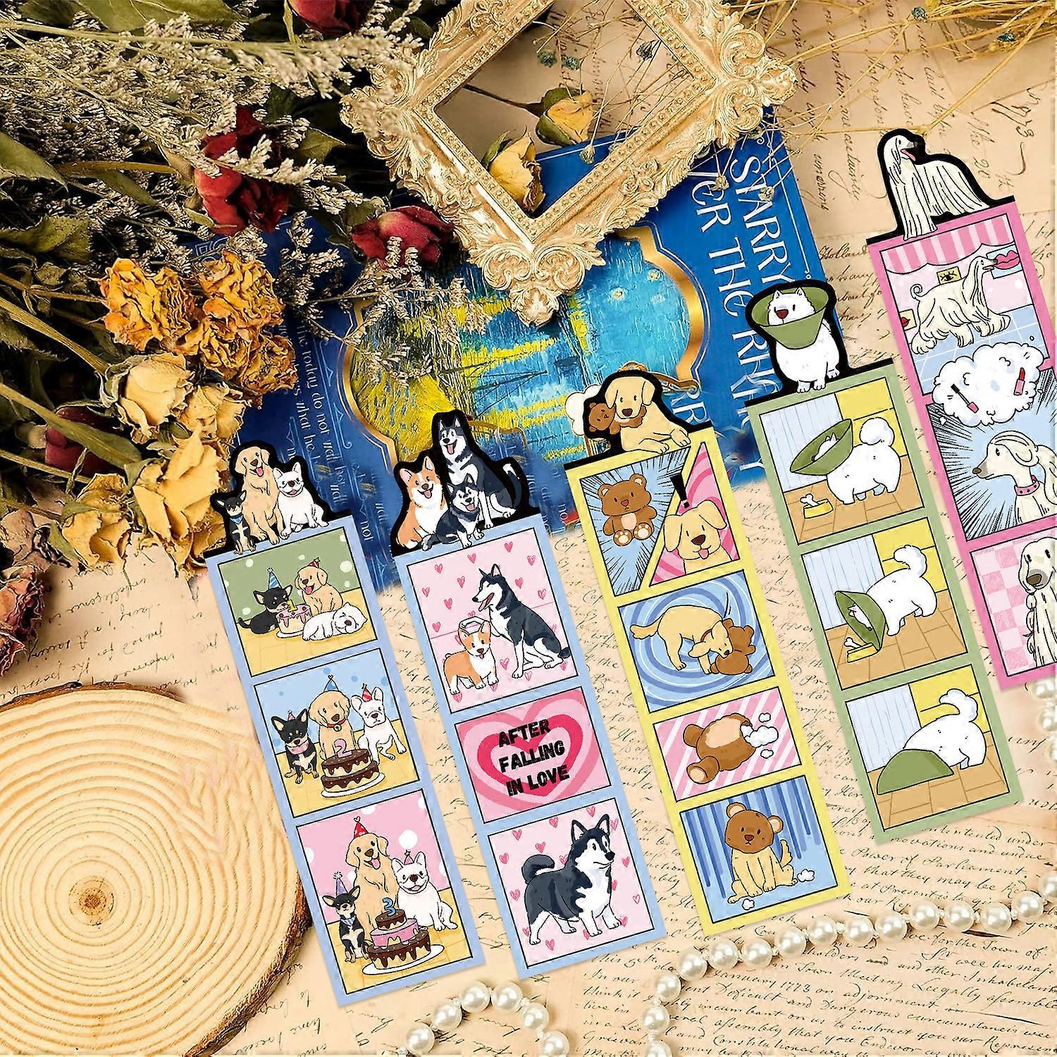 30 Cartoon Dog World Bookmarks, Simple and Creative Journaling Materials, Ins-style Reading Paper Bookmarks, DIY Available