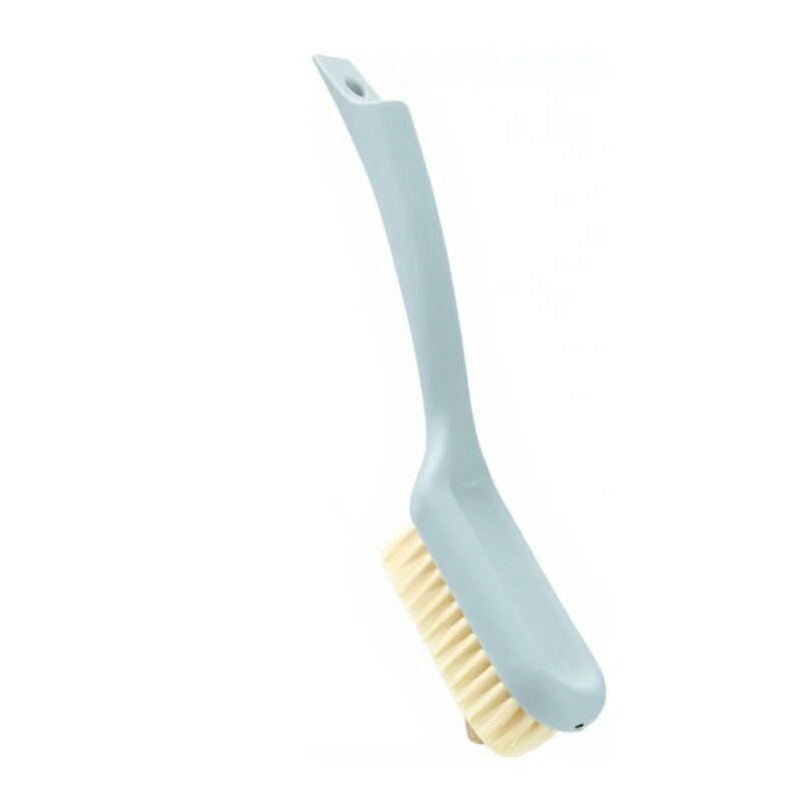 Soft Bristle Shoe Cleaning Brush with Long Handle for Laundry, Carpet and Fabric Care Blue