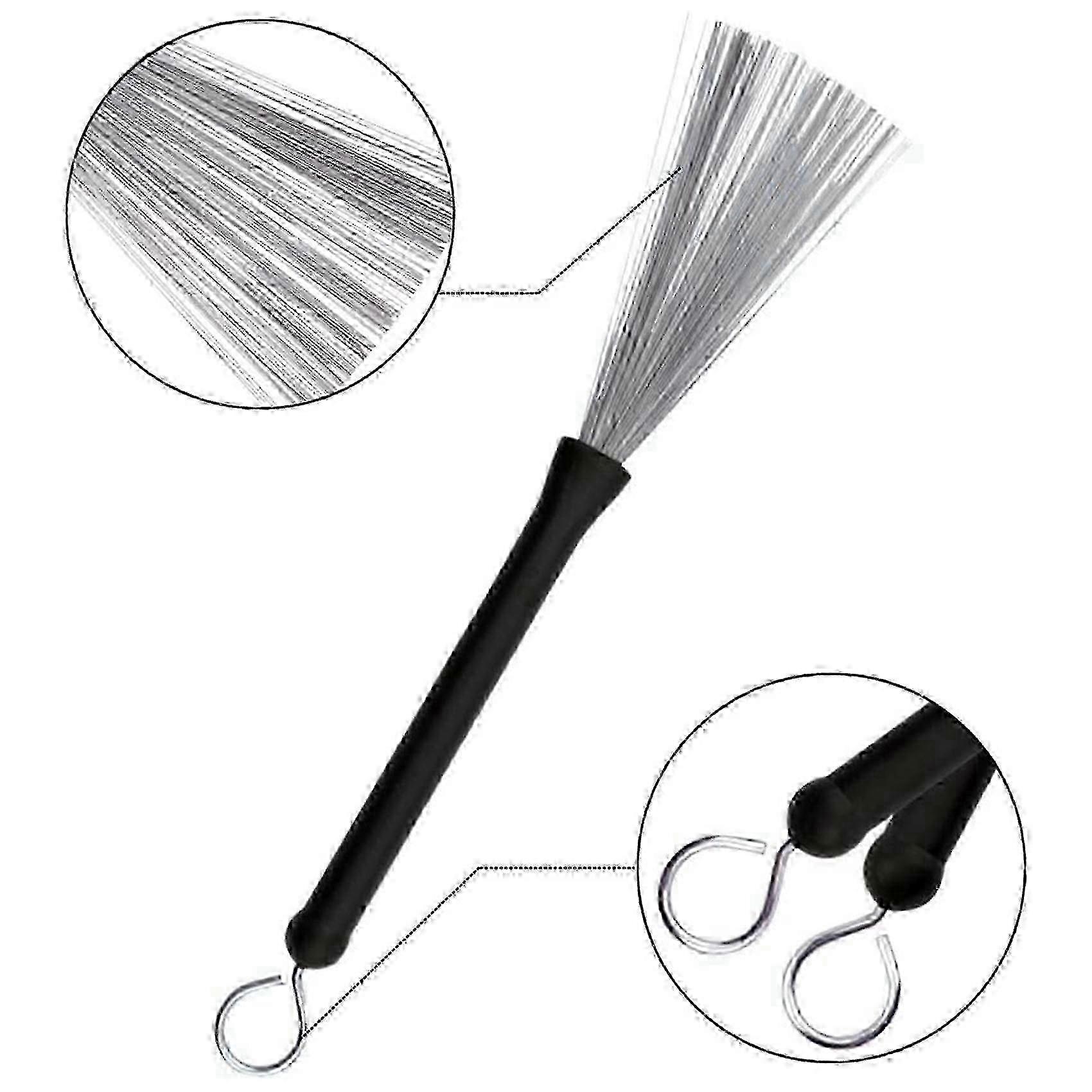 Drum Sticks Set Include Nylon Drum Sticks,Retractable Drum Wire Brushes Rods Drum Stick with Portab