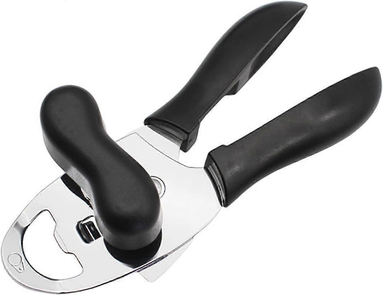 Can Opener Manual Tin Opener with Bottle Cap Remover for Kitchen Use, Black