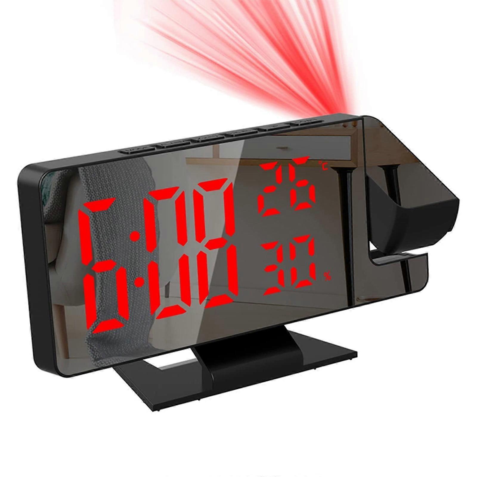 Jacenvly Valentine's Day Decorations Home Clearance Projection Alarm Clock, LED Temp Humidity Display, Time Memory Desk Clock