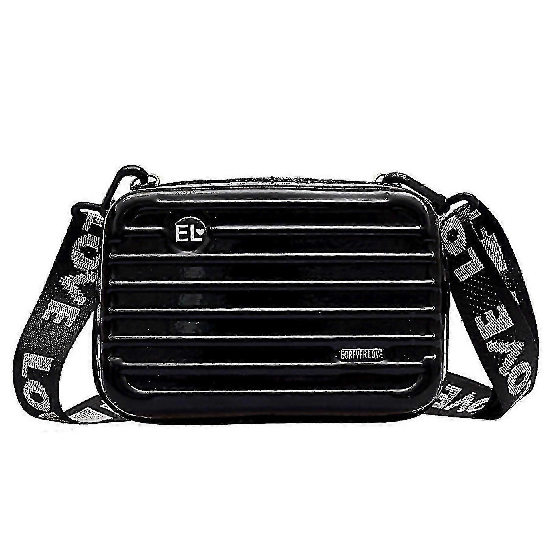 For Womens Hard Shell Makeup Bag Mini Suitcase Shoulder Messenger Bag Black