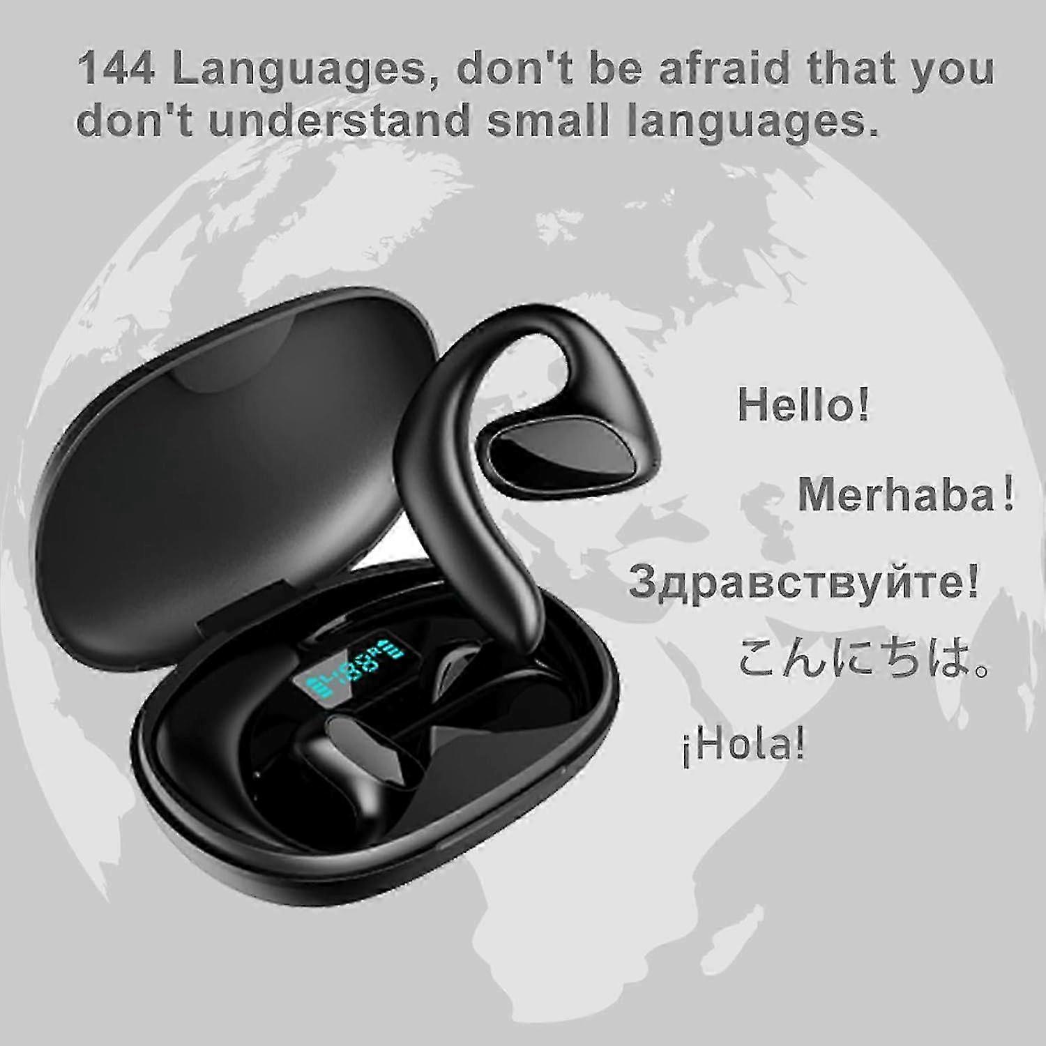 Talkbuds Translator Earphones by Qinux, Bluetooth Voice Translator in 114 Languages, Black, Ideal for Travel and Study