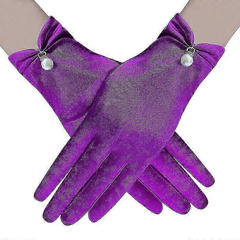 Solhandskar för kvinnor - Korta elastiska UV-skydd Satin vantar