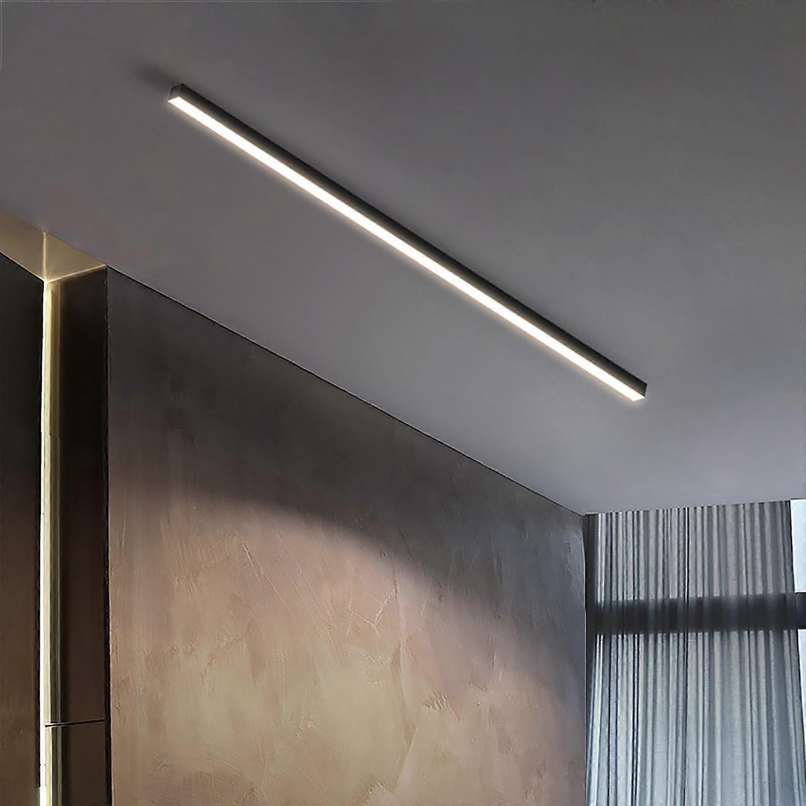 Modern LED Linear Acrylic Ceiling Lamp, 200cm, Aluminum Embedded, Acrylic Screen, Color Temperature 2700K/4500K/6500K
