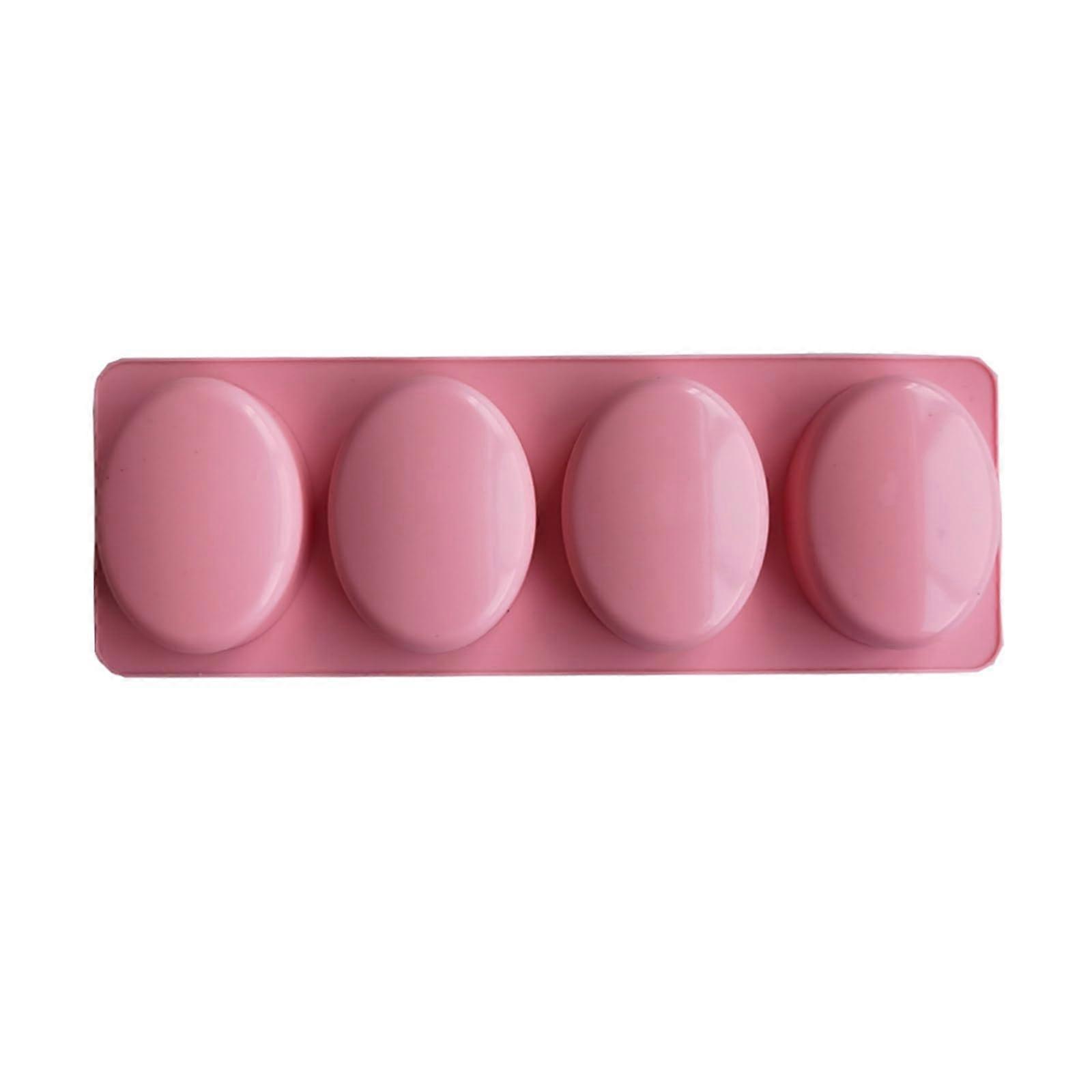 4 Cavity Silicone Soap Mold Elliptical Shape Heat Resistant Nonstick for Homemade Soap Making
