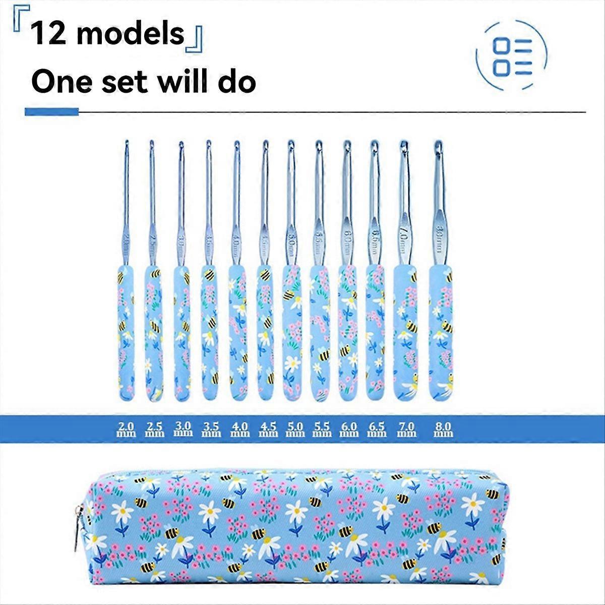 12Pcs Crochet Hooks Kit Crochet Needles Ergonomic Knitting Croche Set