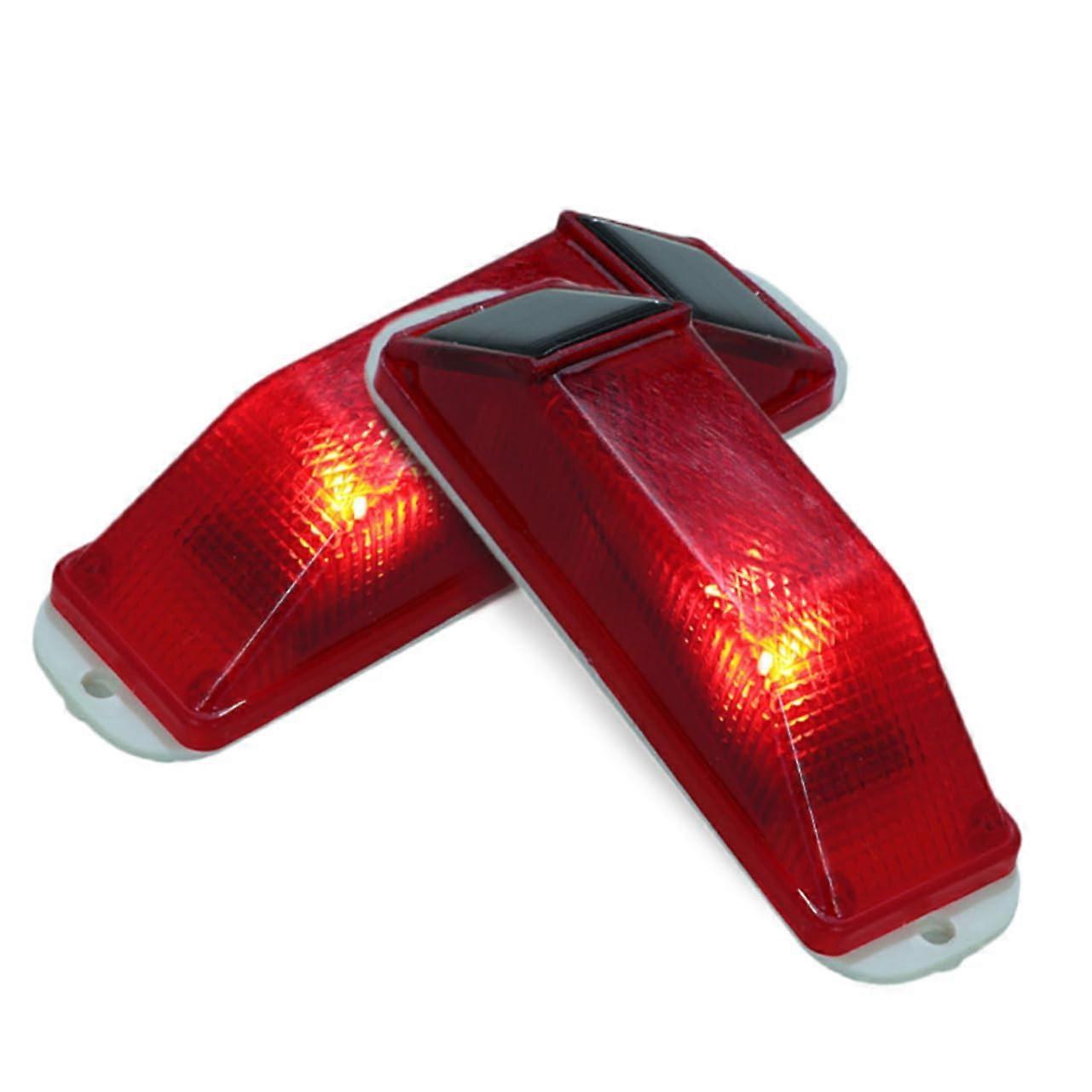 Solar Warning Light 2pcs Solar Powered Safety Lamp with Automatic Night Illumination for Garden Patio Yard