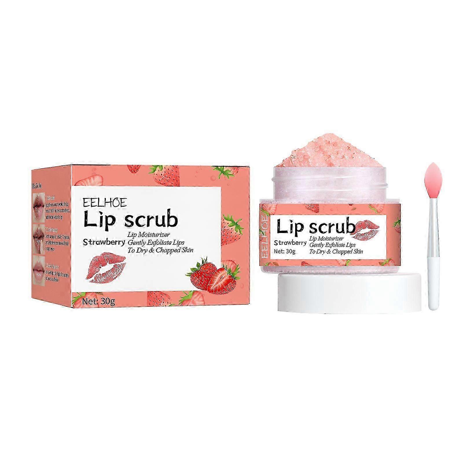 Strawberry Lip Scrub - Moisturizing Exfoliator for Soft, Smooth Lips, Prevents Dryness & Cracks, 30g