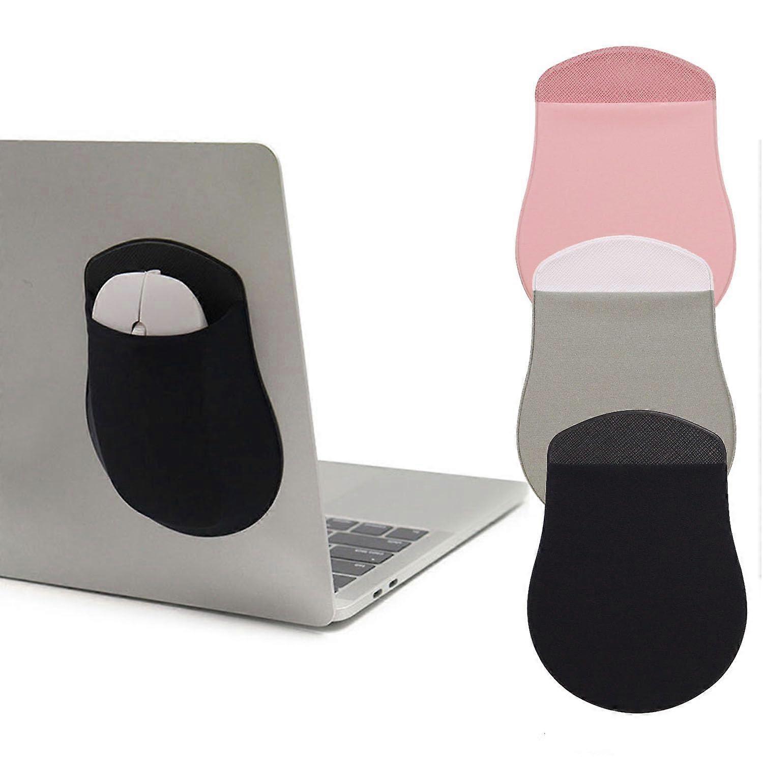 3 Pack StickOn Mouse Pouch and Sleeve Compatible with Laptop, iPad, MacBook and Magic Mouse, Black Pink Gray