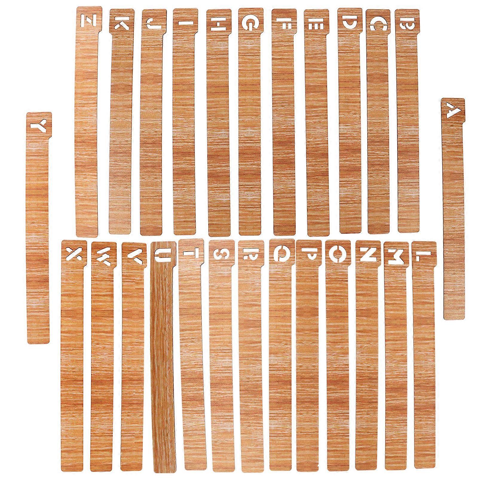 Alphabet Wooden Bookmarks for Books Classifying 26Pcs Coffee