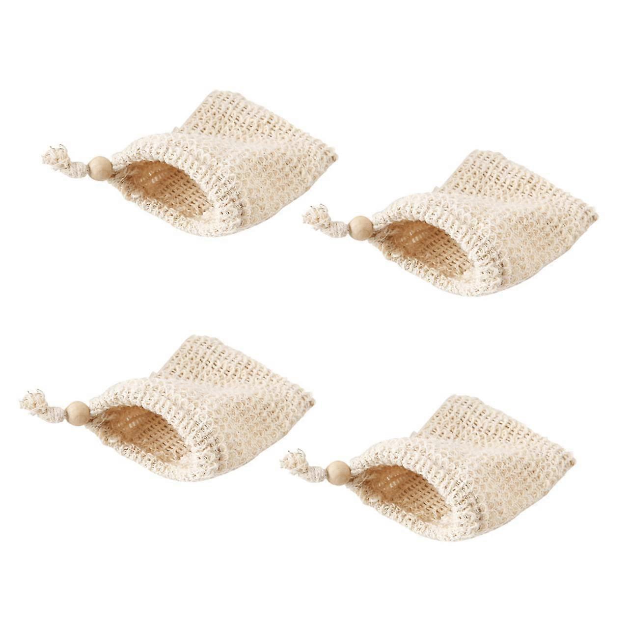 Soap Saver Bag Set, Natural Cotton Linen Exfoliating Pouch with Drawstring for Shower and Bath