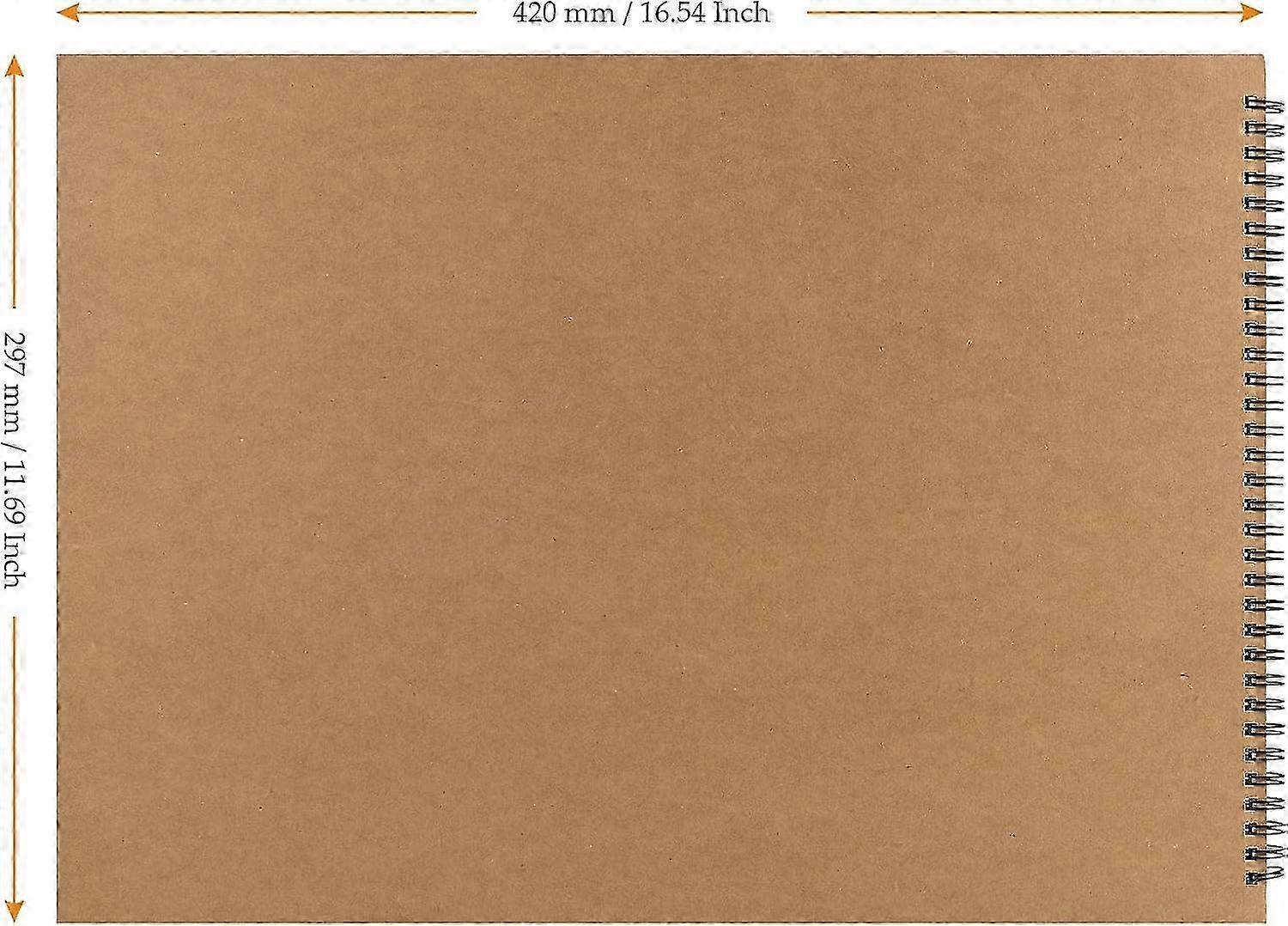 3 Pack A3 Spiral Bound Landscape Sketchbook, 60 Pages 30 Sheets 160gsm A3 Art Drawing Sketch Pad, Size 42 x 29 cm