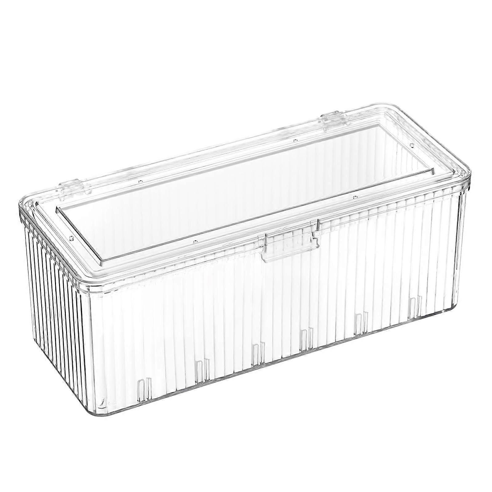 Cotton Pads Holder Acrylic Dustproof Flip Lid Bathroom Vanity Organizer Clear Rectangular Storage Box