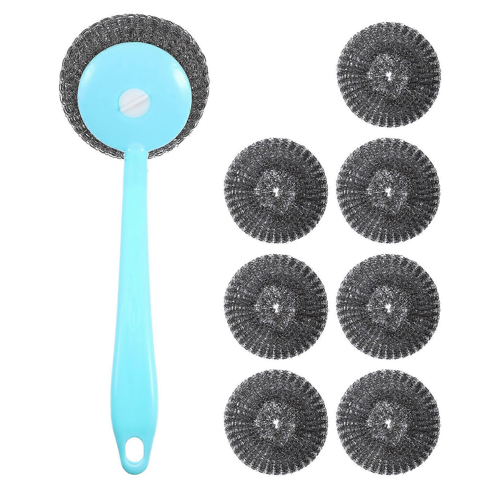 Kitchen Brush Pot Scrubber with Plastic Handle for Home Cleaning 3Sets