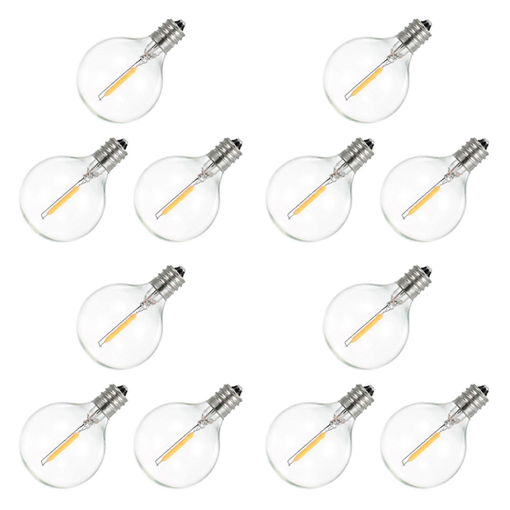 12Pcs G40 Led Replacement Light Bulbs, E12 Screw Base Shatterproof LED Globe Bulbs for Solar String Lights Warm White