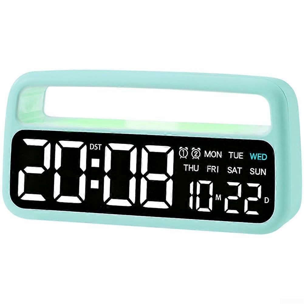LED Alarm Clock with Dual Alarms, Adjustable Brightness, Battery Powered Digital Bedside Clock Green