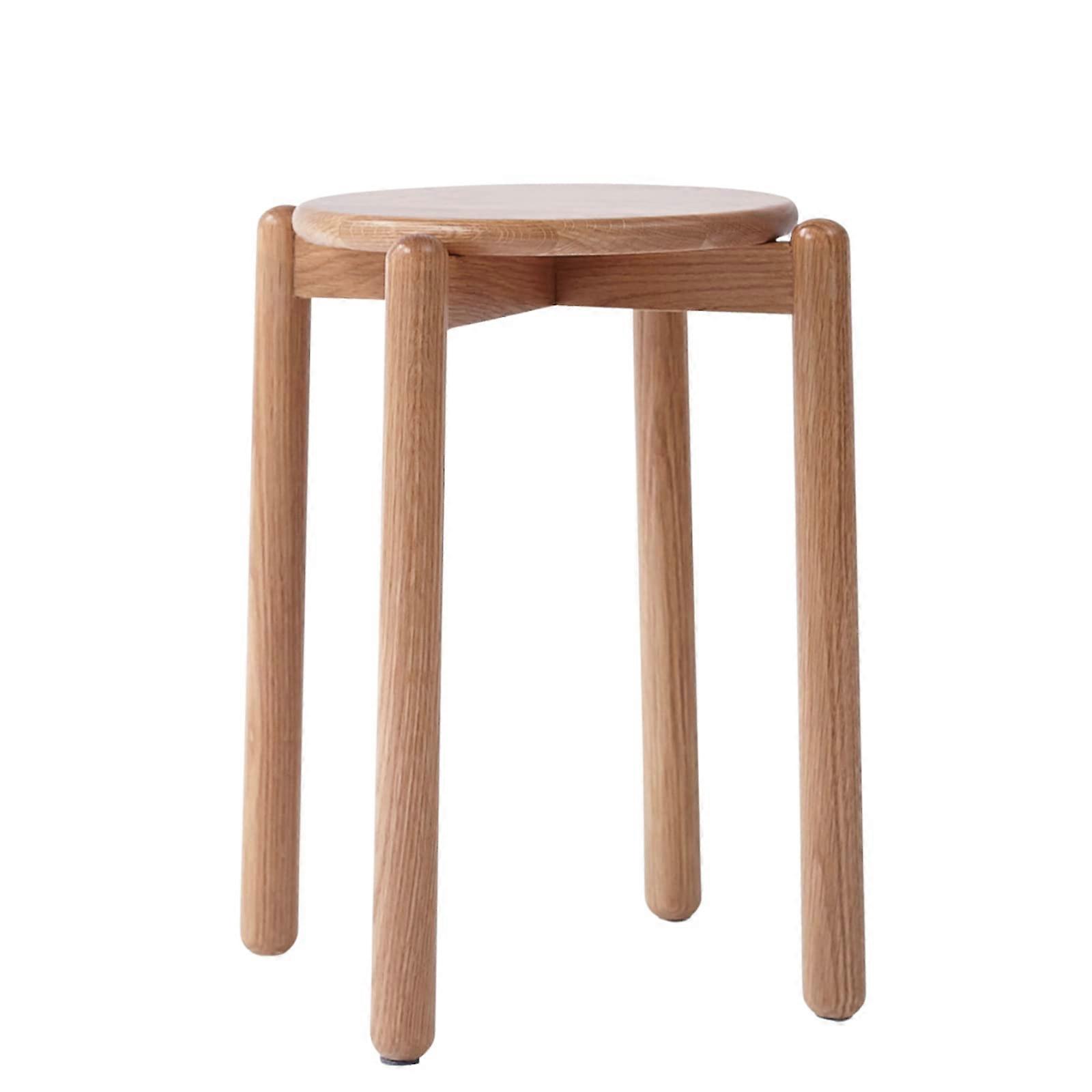 Oak Wood Stool Stackable Solid Oak Construction for Kitchen Living Room Bedroom 16.73IN