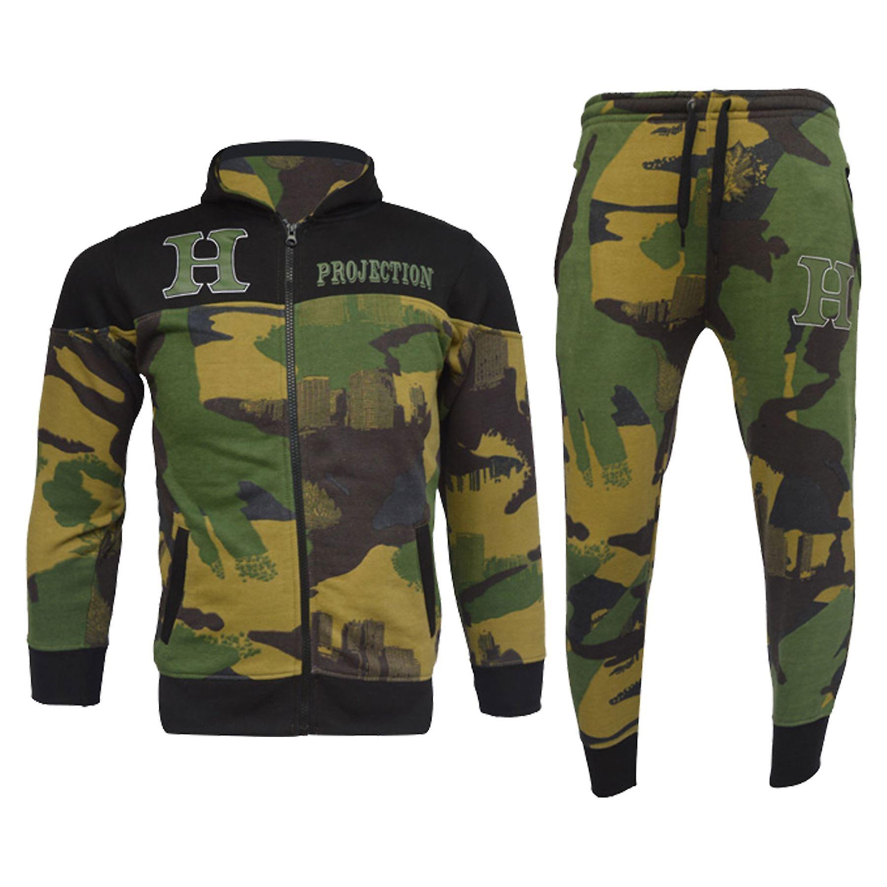 Kids Unisex Camouflage Green HNL Print Jogging Suit