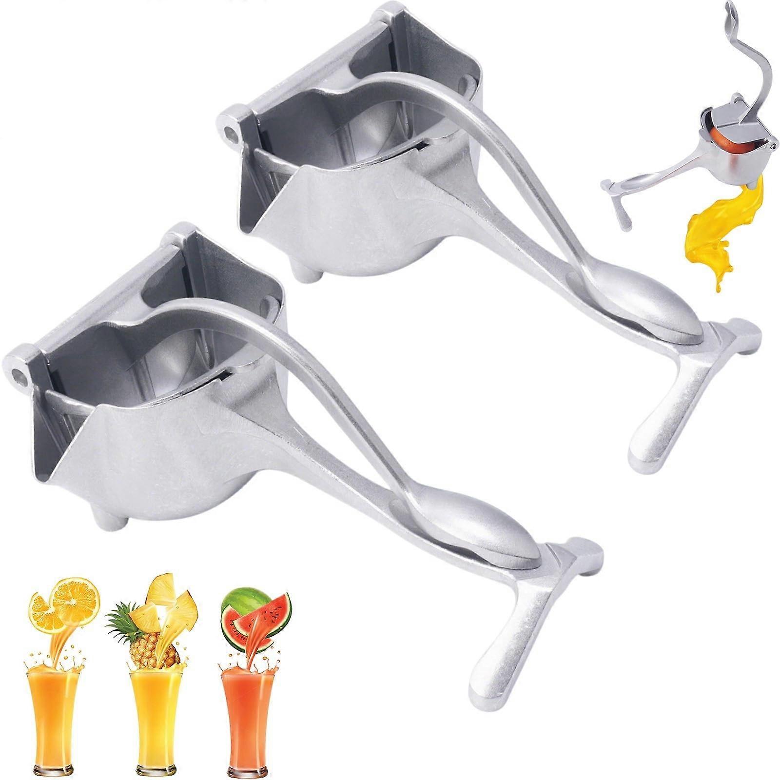 Manual Hand Juicer Set, Heavy Duty Aluminum Lemon Squeezer for Oranges and Citrus, Ergonomic Press 2Pcs