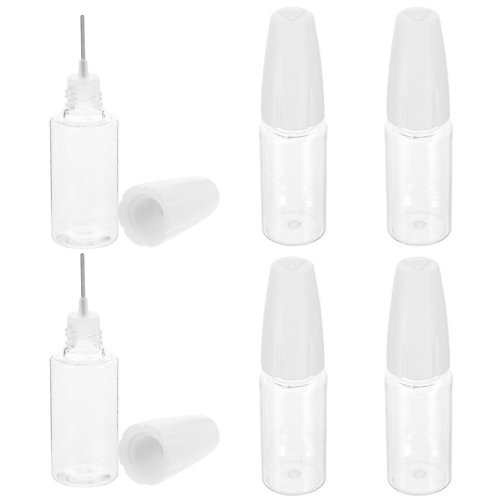 Needle Tips Bottle for Accurate Liquid Distribution 6Pcs White Pet Dispenser Set
