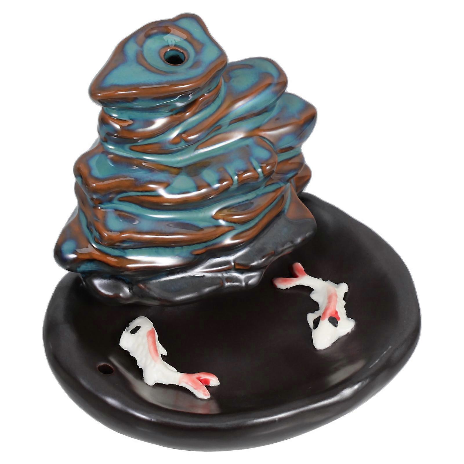 Waterfall Incense Burner Ceramic Backflow Holder for Indoor Decoration