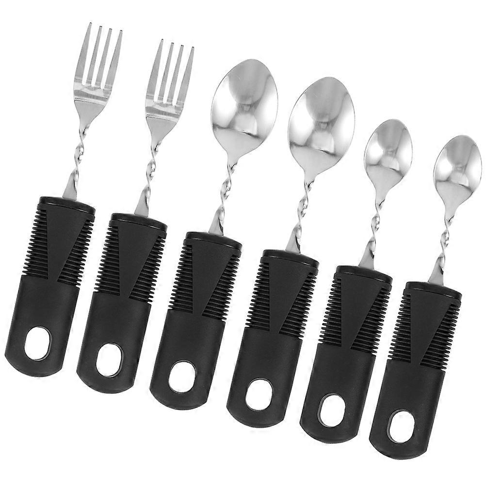 Adaptive Utensils Anti-Shaking Spoons Fork 2Sets Elderly Portable Utensils