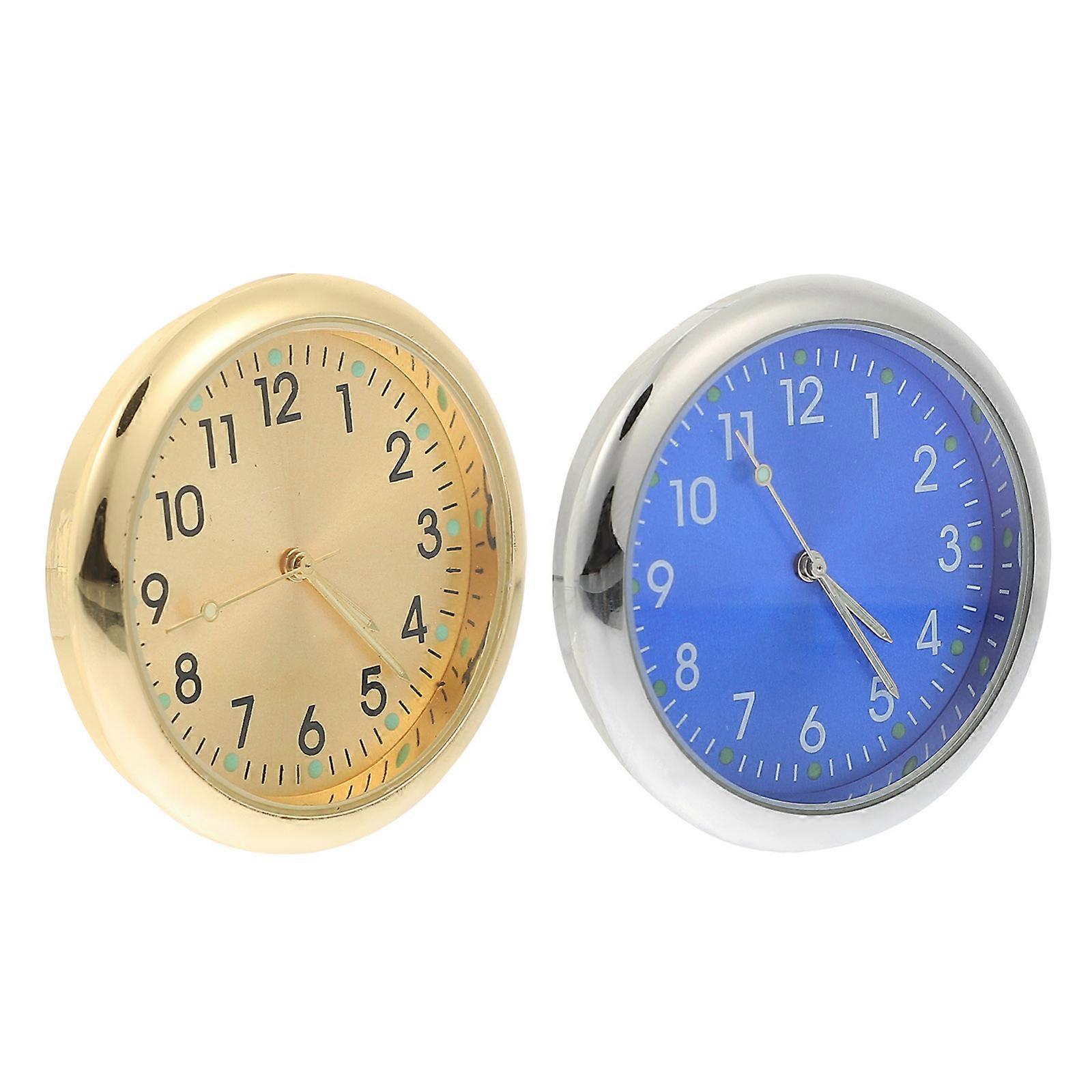 Night Glow Clock Dashboard Mini Clock Stick-on 2Pcs for Car Interior