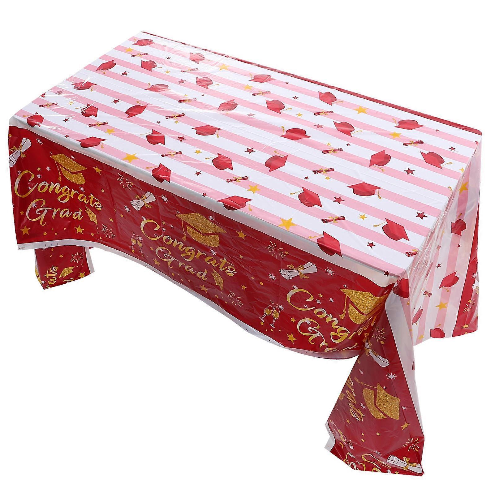 Graduation Tablecloth Red Table Decor for 5Pcs Graduation Party