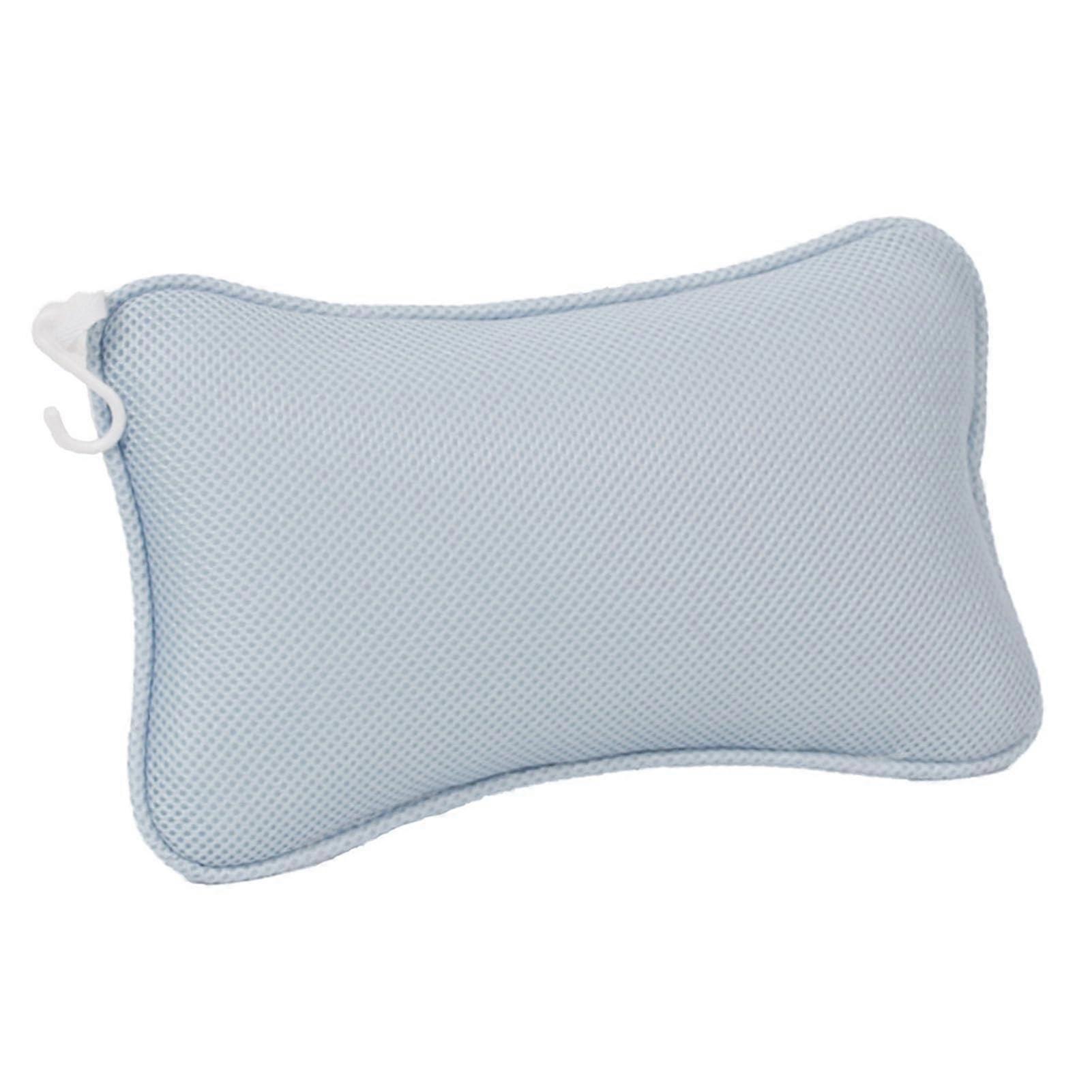 Bath Pillow with Suction Cups, Ergonomic Memory Foam Support for Neck and Back, Blue