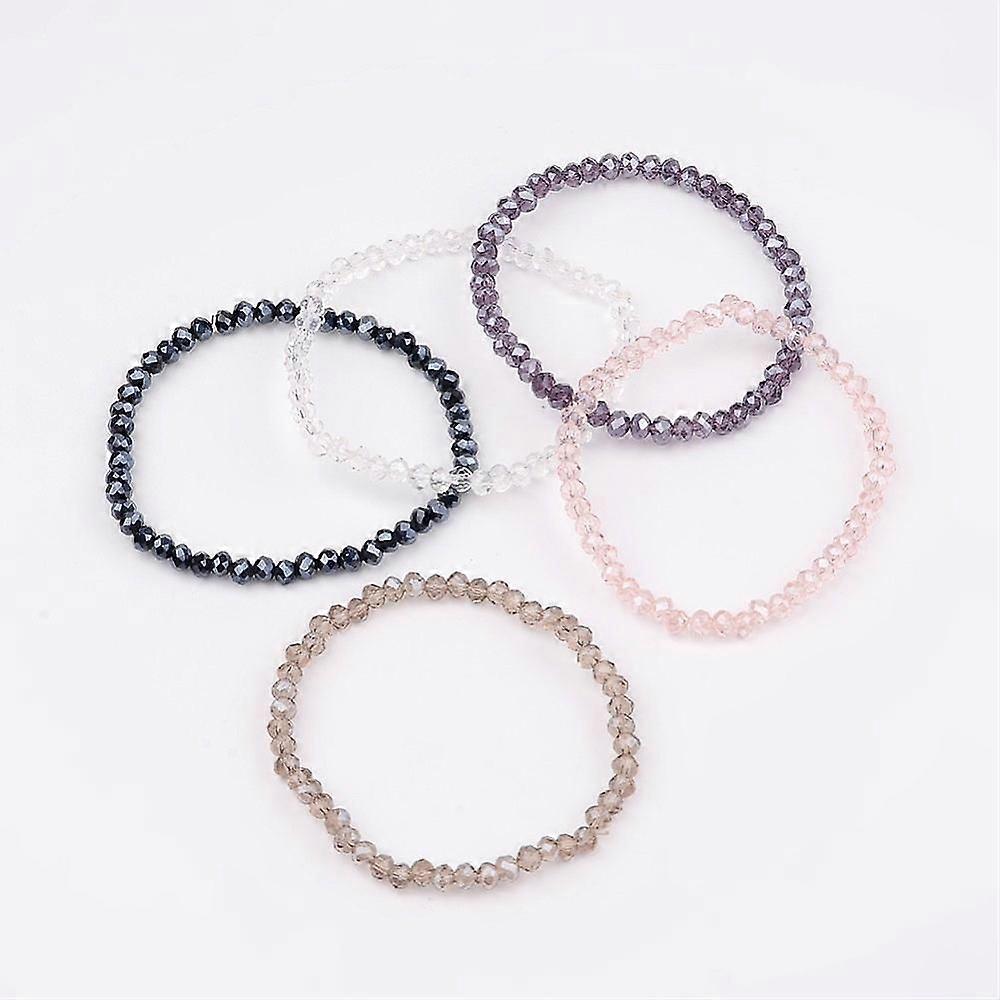 Glass Beaded Stretch Bracelets Mixed color Inner Diameter: 1-3/4 inch(4.6cm)