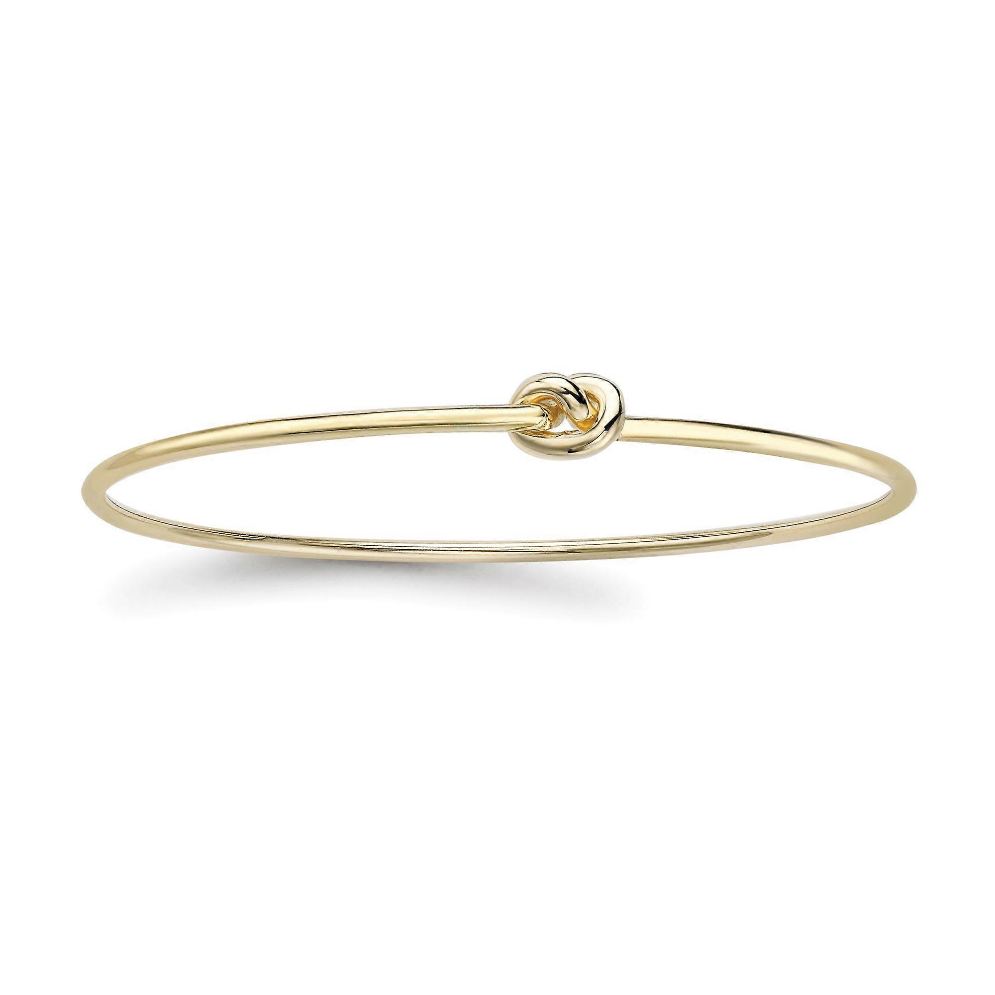 Jewelco London Ladies 18ct Yellow Gold Pretzel Love Knot Bangle Bracelet 1.8mm