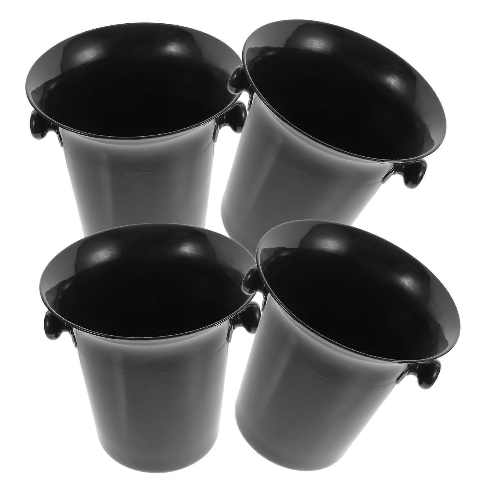 Wine Spittoon and Dump Bucket Set, Black Plastic, DoubleHandled, 4pcs for Bars and Restaurants