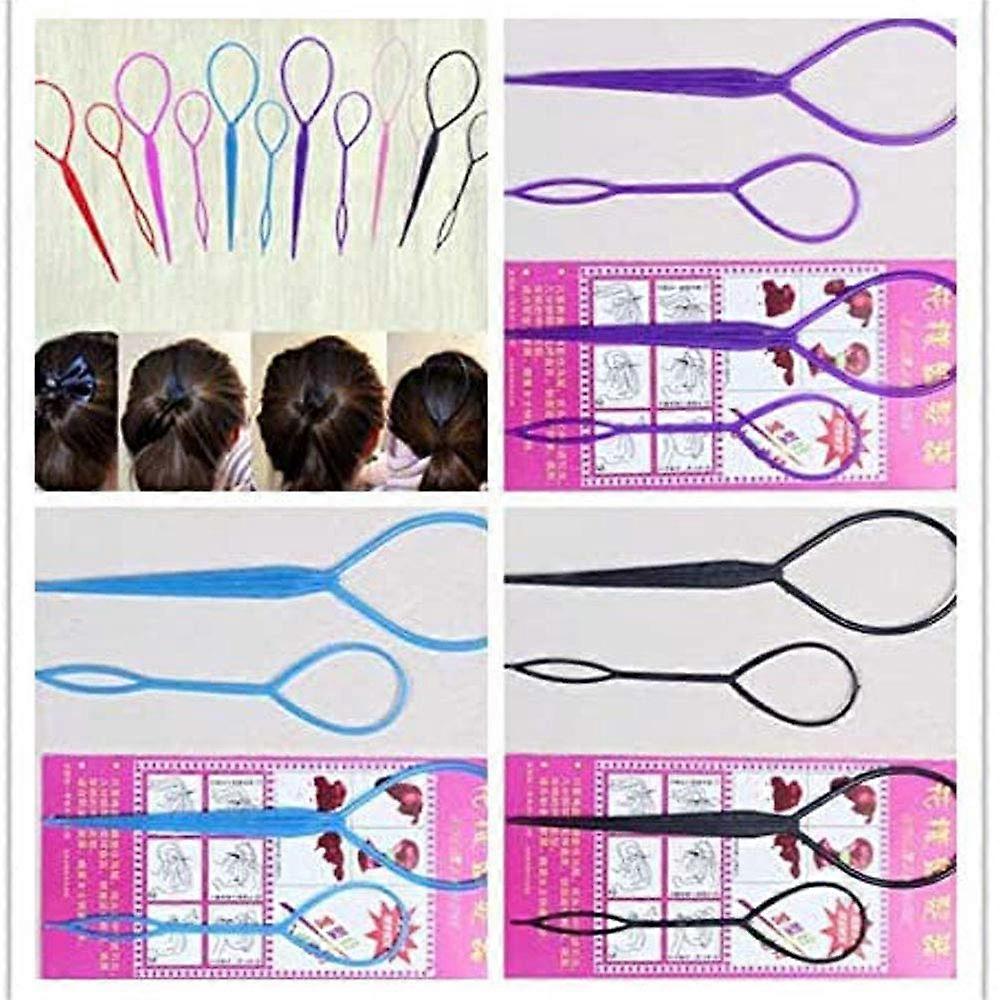 Ponytail Maker Hair Styling Tool Set, 2 Pcs Plastic Braid Accessories, Dual Size, Pink