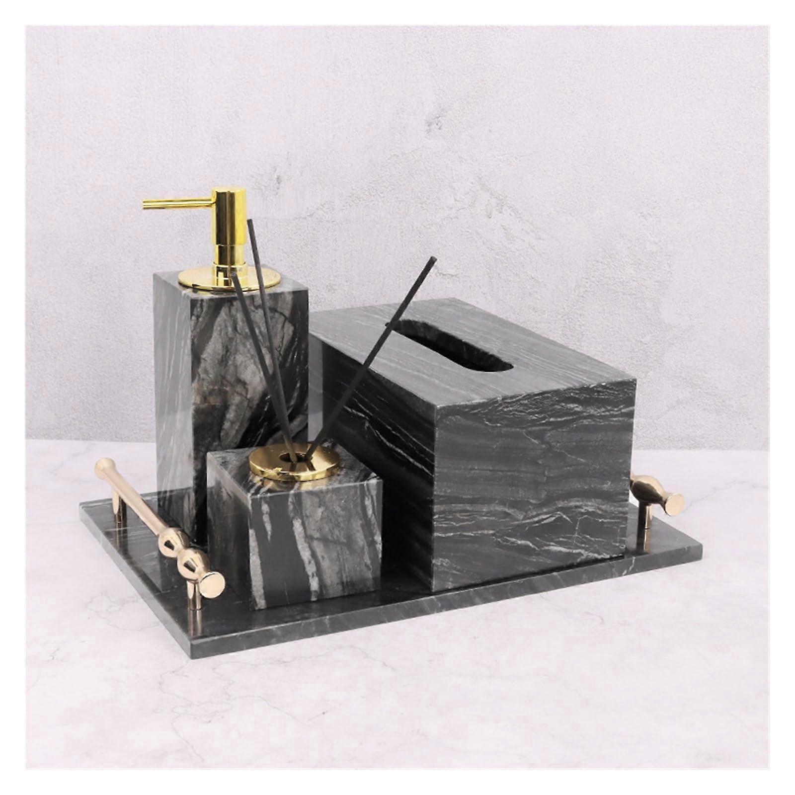 Bathroom Vanity Set 4 Piece Durable Ceramic Accessories with Tray and Soap Dish