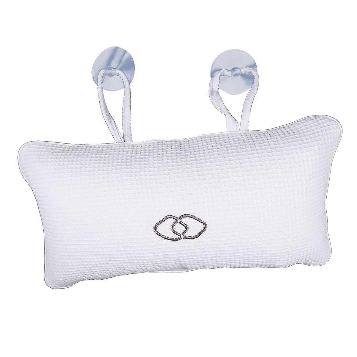 Bath Pillow with Adjustable Inflatable Support and Suction Cups for Neck and Back Spa Comfort